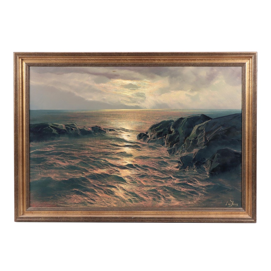 L. De Jong Oil Seascape Painting