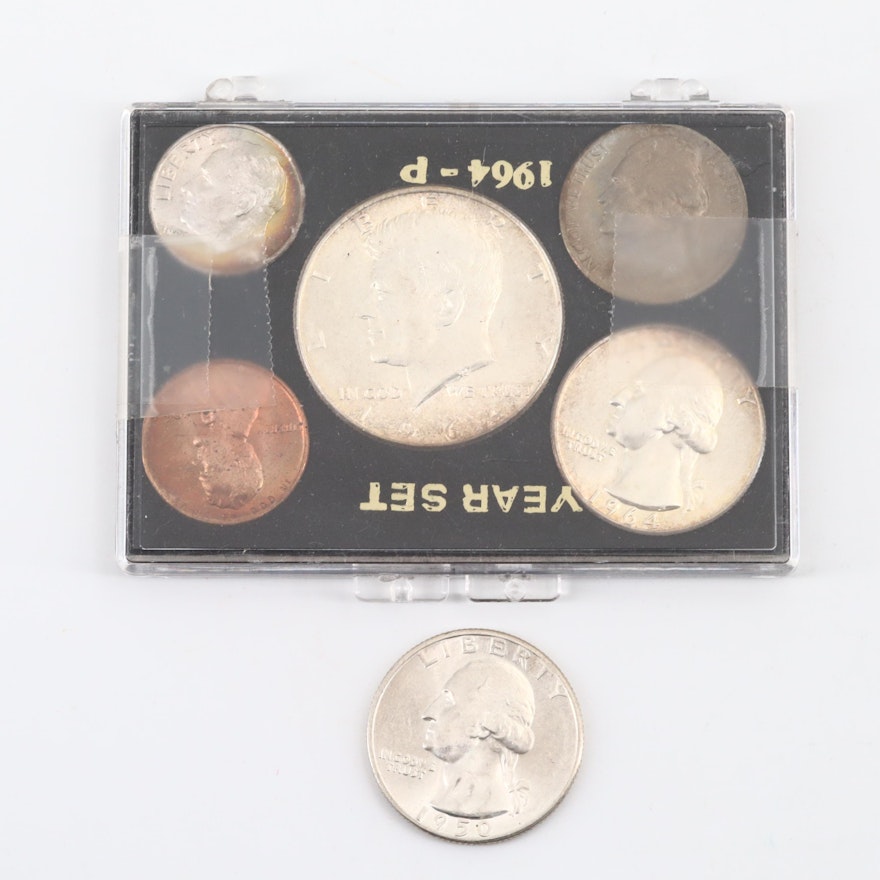 1964 U.S. Coin Type Set and a 1950-S Uncirculated Washington Silver Quarter