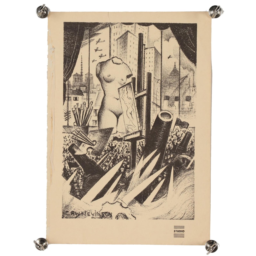 Christopher Nevinson (C.R.W.) Nevinson Lithograph for "The Studio" Magazine