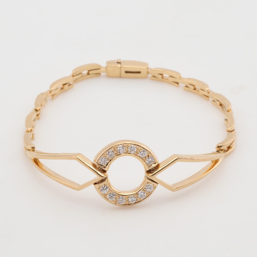 18K Yellow Gold Gianni Caritá Diamond Circle Bracelet