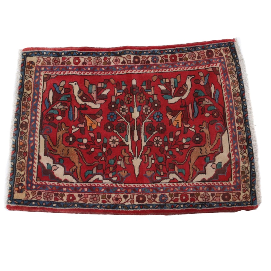 Hand-Knotted Persian Zanjan Pictorial Wool Rug