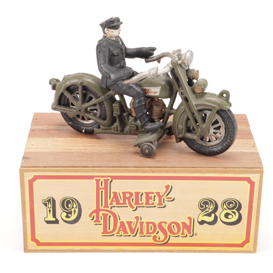 Harley Davidson Limited Ed. Highway Patrol Cast Iron Replica Motorcycle & Rider