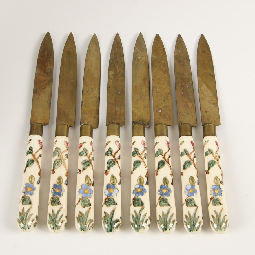 Stahl Bronce Painted Porcelain Fruit Paring Knives