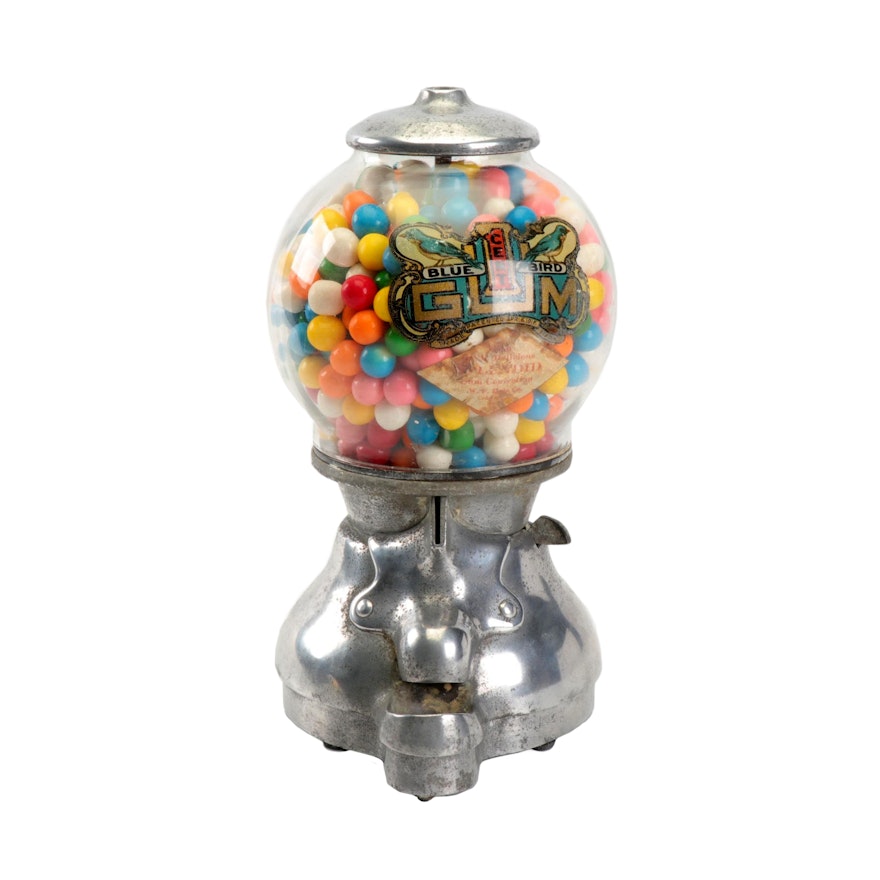 Blue Bird Table Top Gumball Candy Machine, Circa 1920