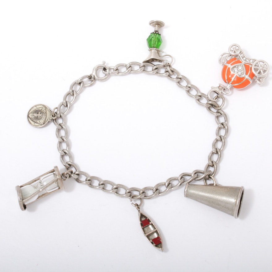 Sterling Silver Charm Bracelet Including Cubic Zirconia