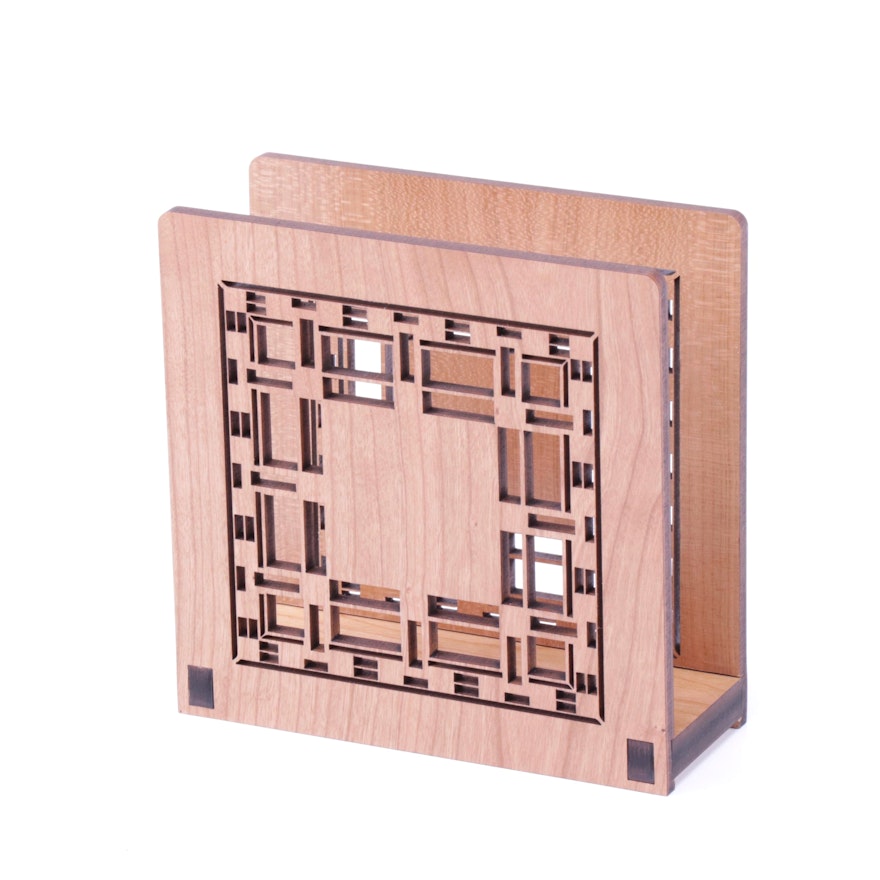 Frank Lloyd Wright Collection Cherrywood Veneer Laser Cut Napkin Holder