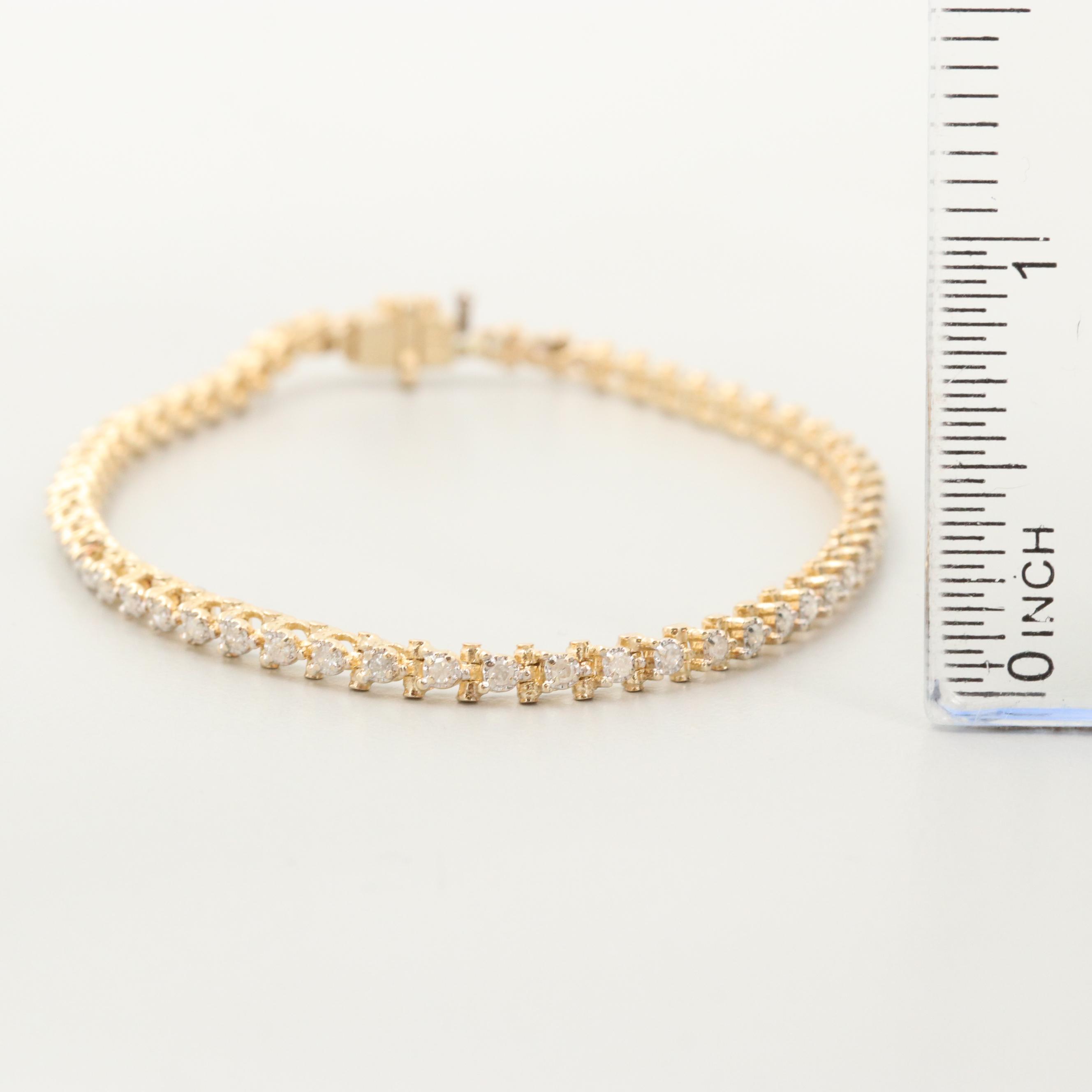 14K Yellow Gold Diamond Bracelet