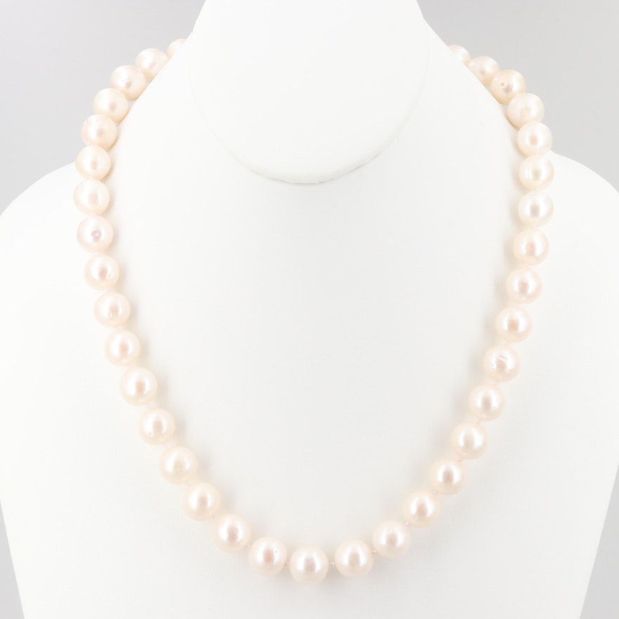 Sterling Silver Cultured Pearl Beaded Necklace