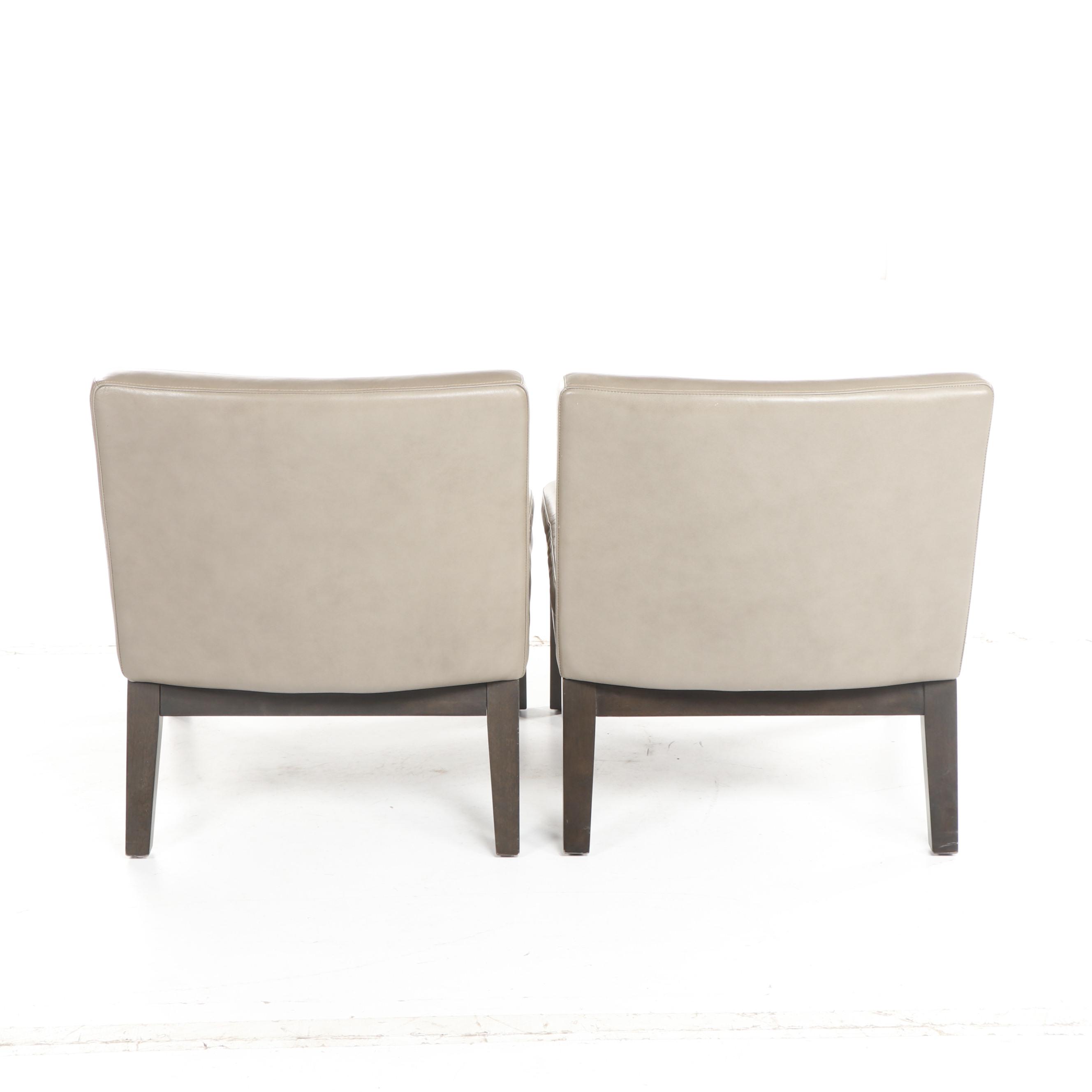 Pair of Contemporary West Elm Gray Upholstered Slipper Chairs