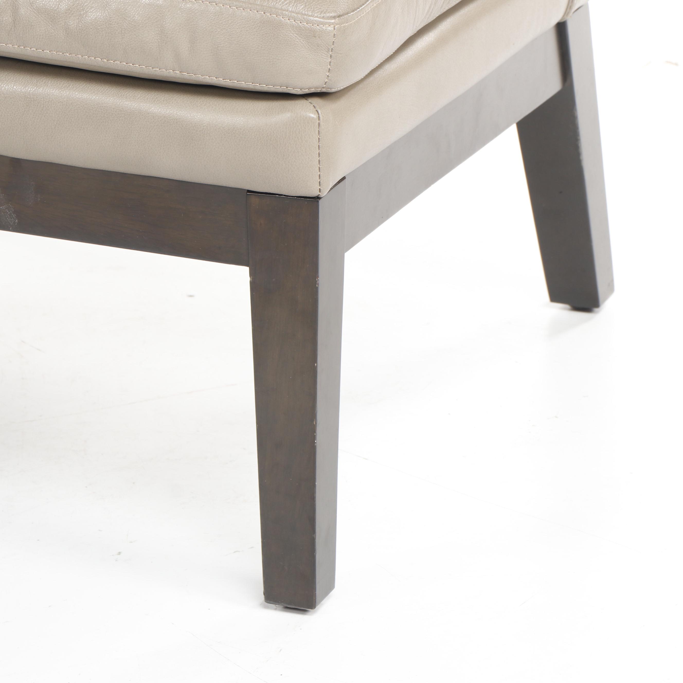 Pair of Contemporary West Elm Gray Upholstered Slipper Chairs