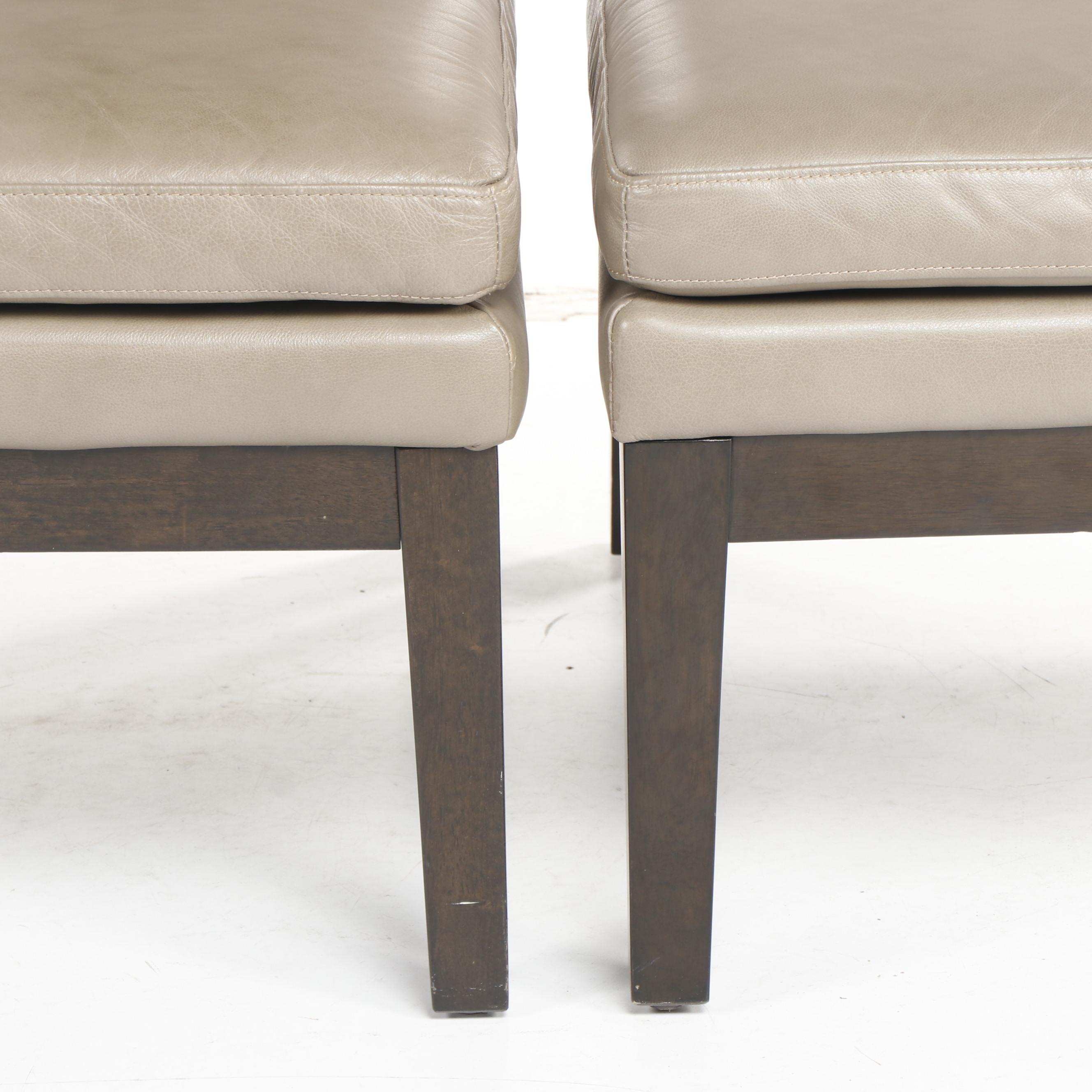 Pair of Contemporary West Elm Gray Upholstered Slipper Chairs