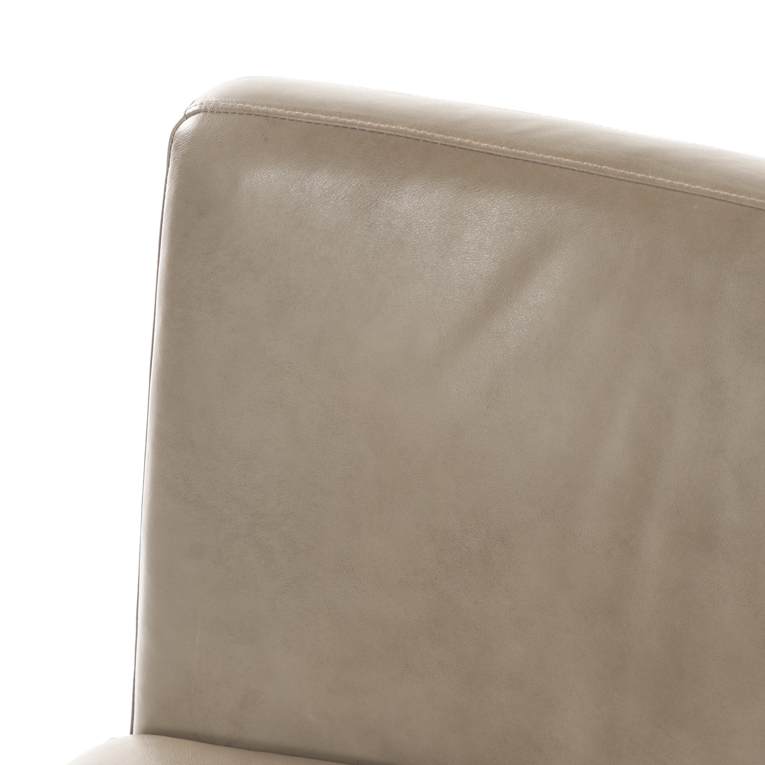 Pair of Contemporary West Elm Gray Upholstered Slipper Chairs