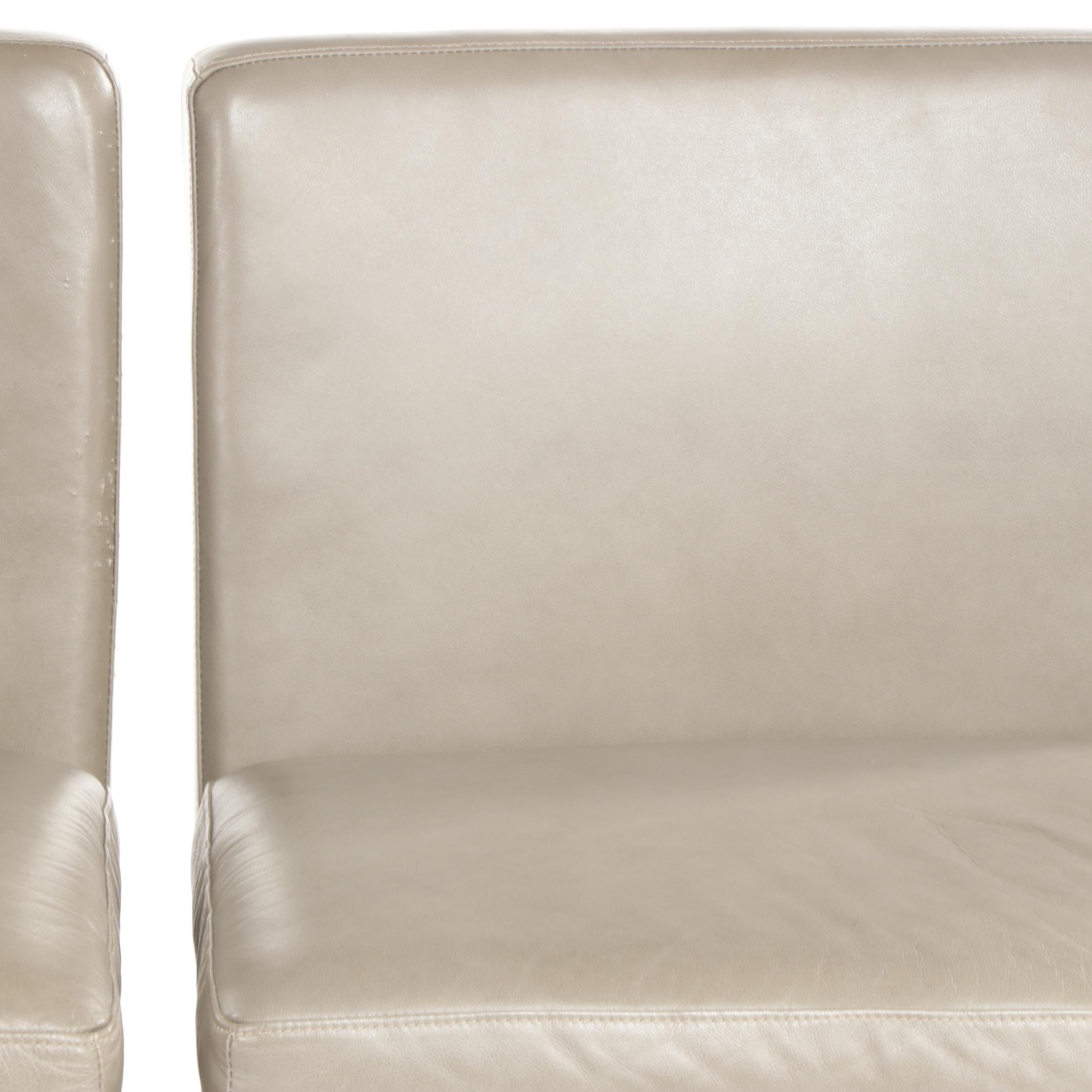 Pair of Contemporary West Elm Gray Upholstered Slipper Chairs