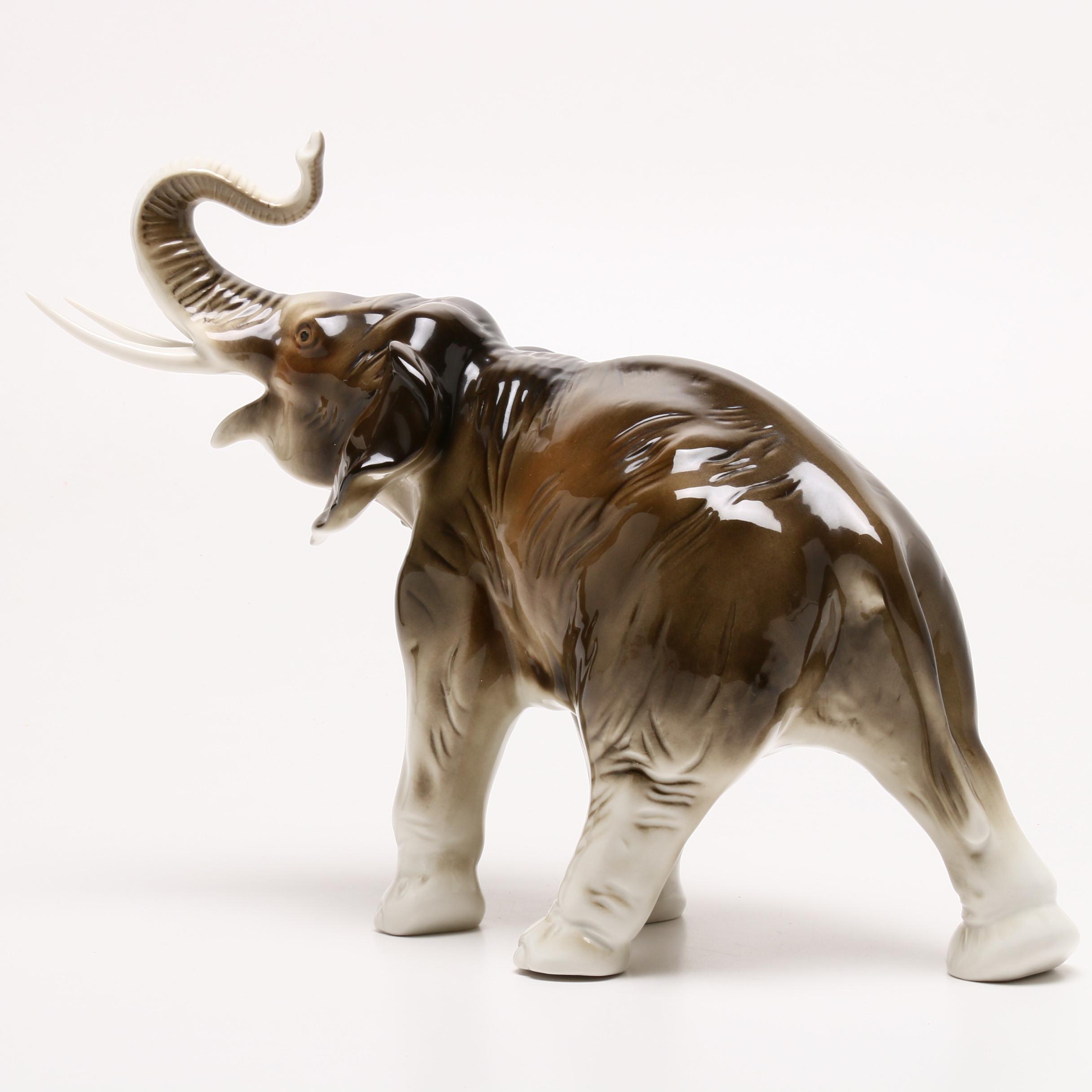 Royal Dux Porcelain Elephant Figurine