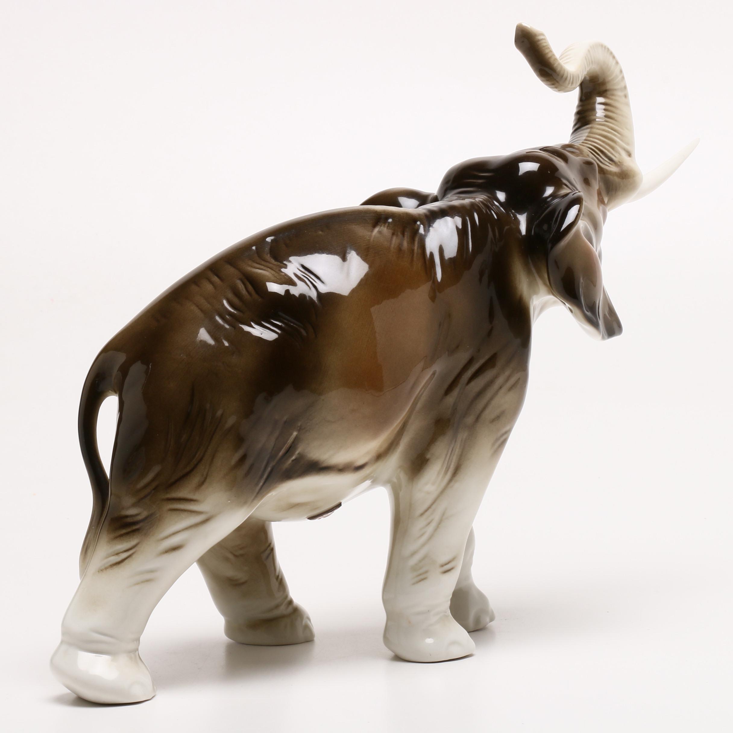 Royal Dux Porcelain Elephant Figurine