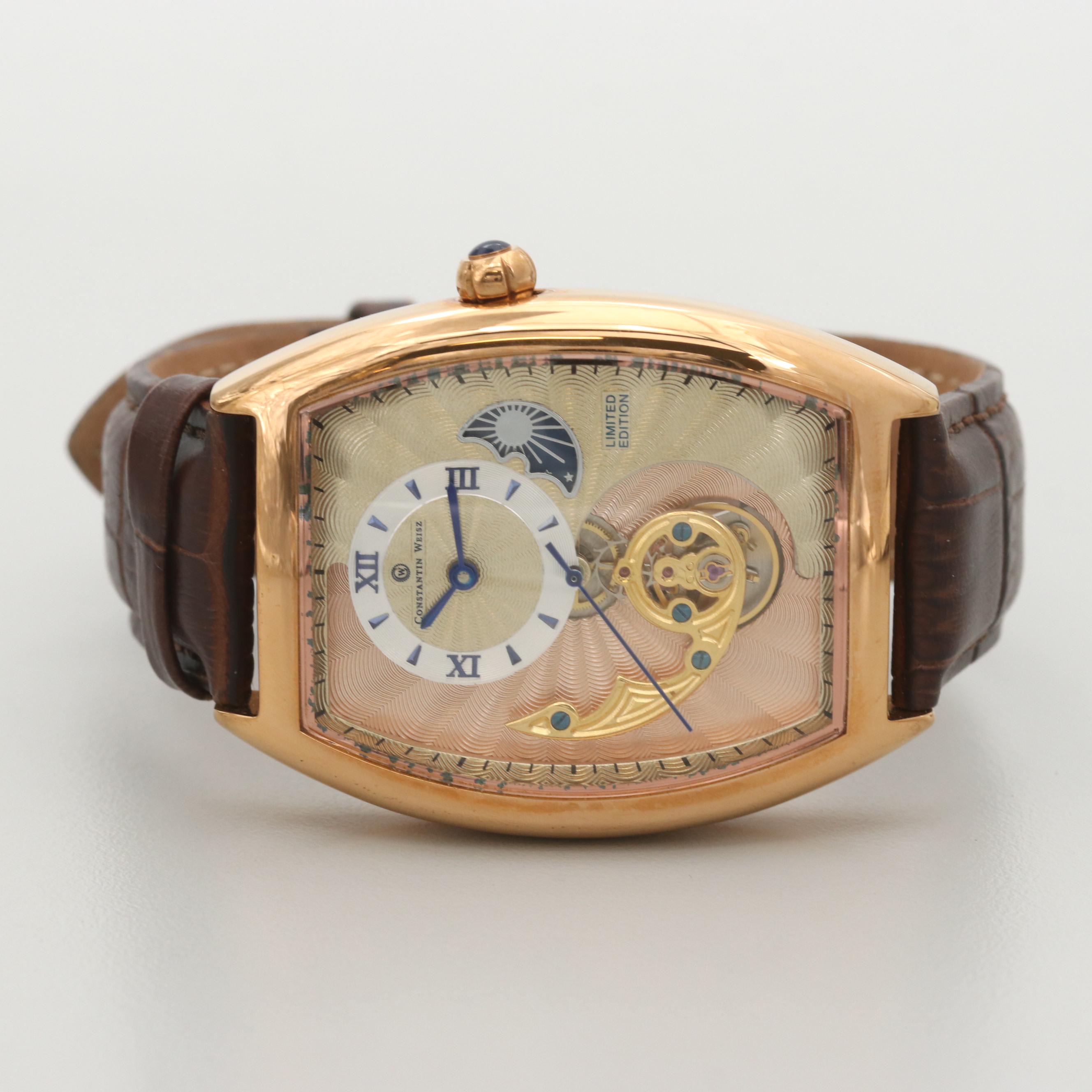 Constantin Weisz Limited Edition Rose Gold Tone Open Heart Automatic Watch