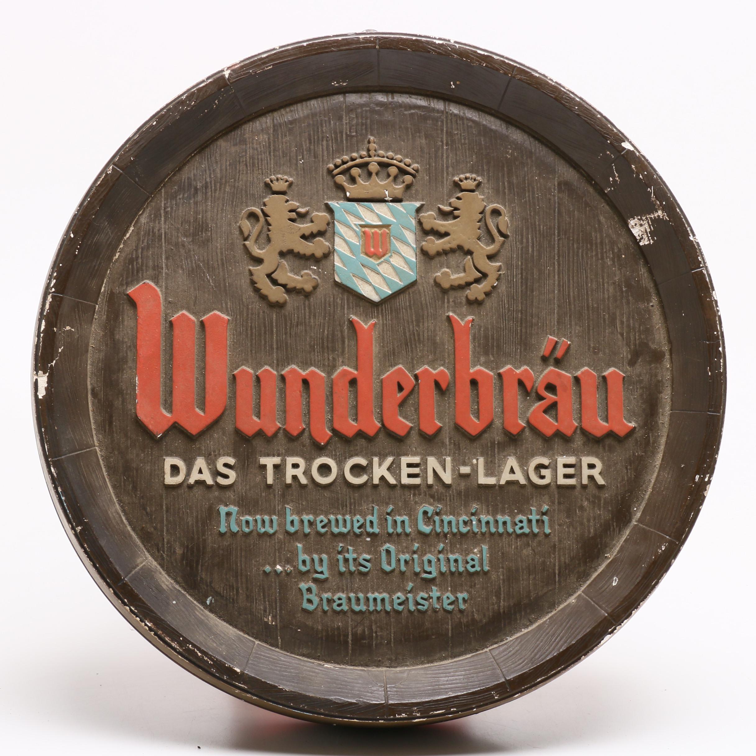 W.C. Fields Chalkware Figurine and Wunderbrau Das Trocken-Lager Beer Sign