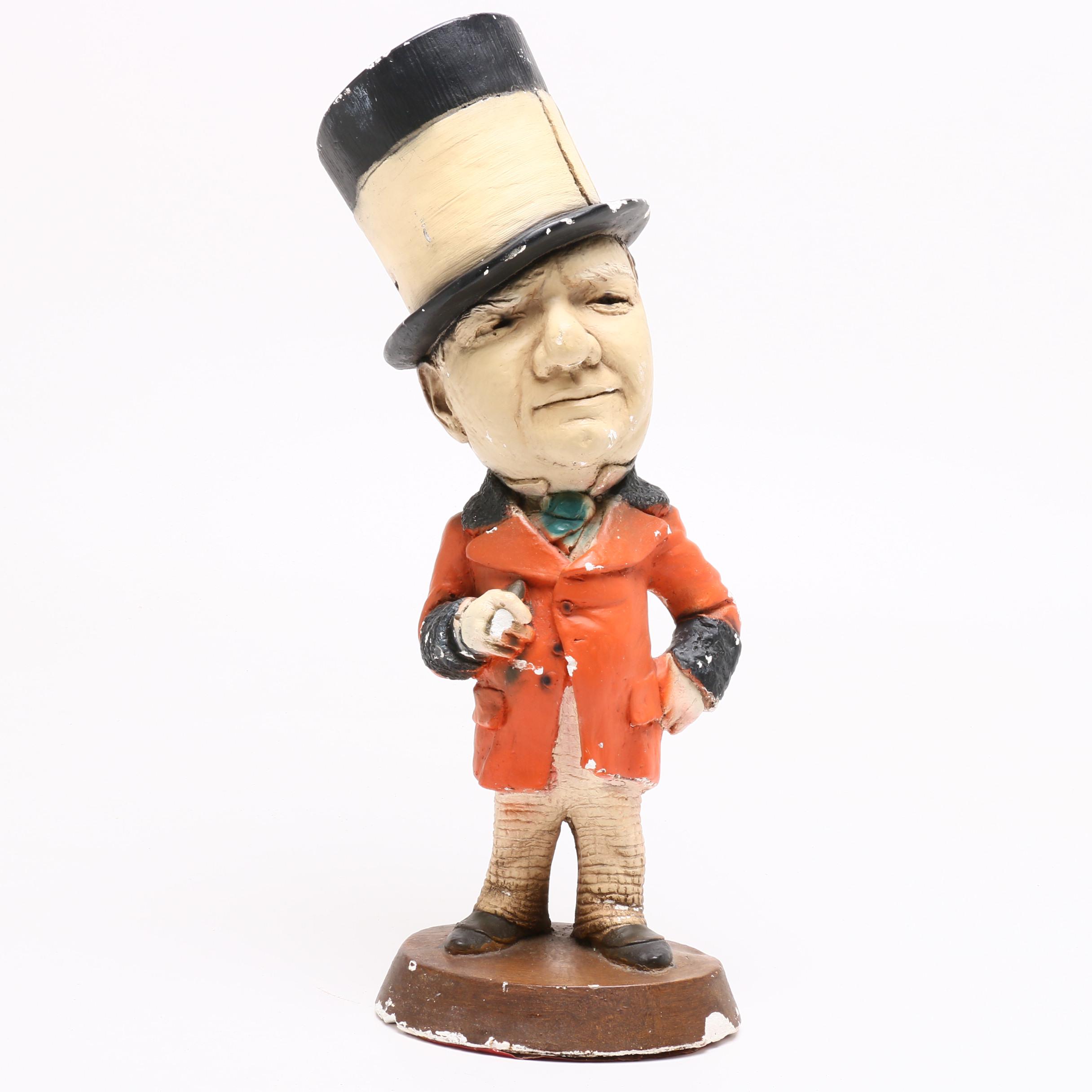 W.C. Fields Chalkware Figurine and Wunderbrau Das Trocken-Lager Beer Sign