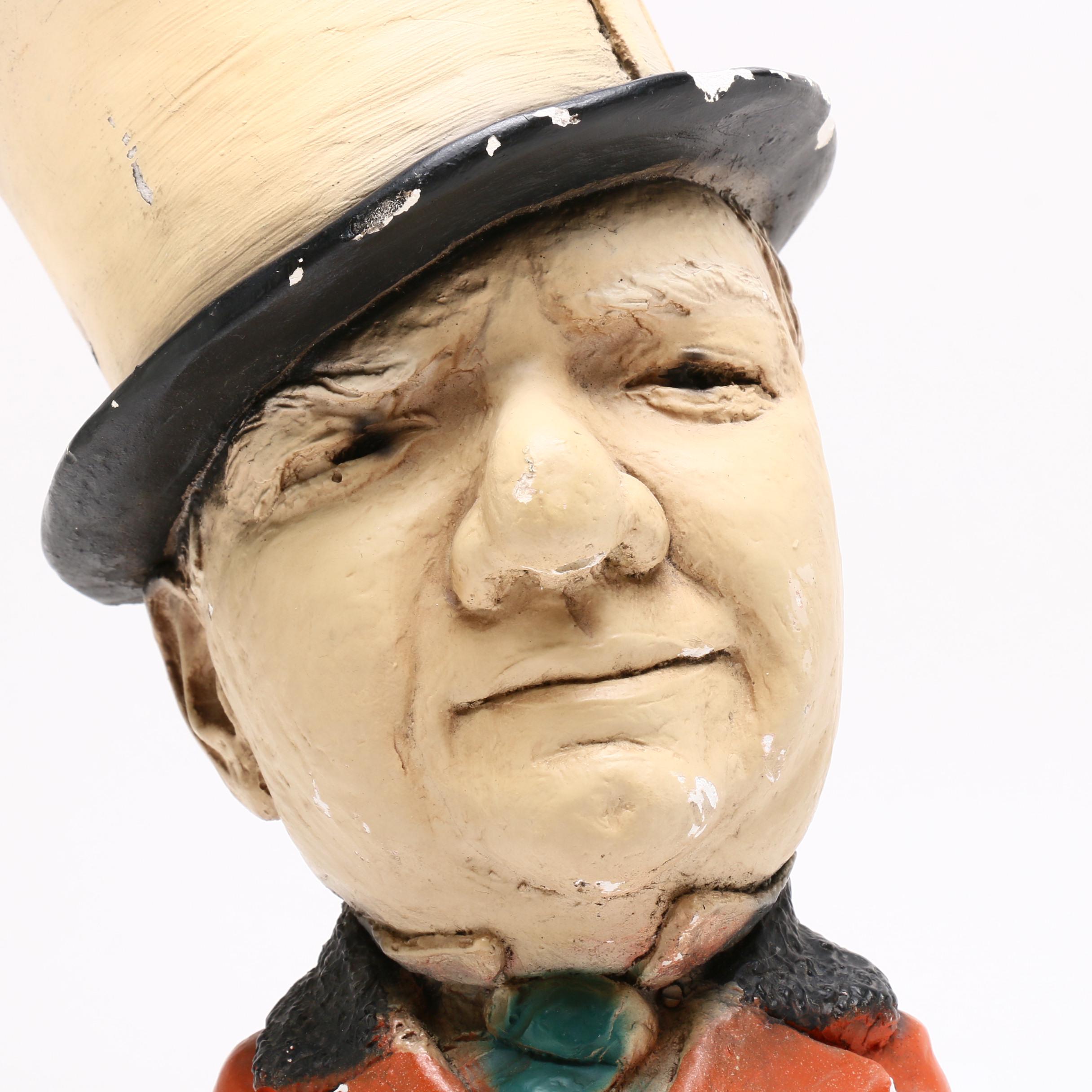 W.C. Fields Chalkware Figurine and Wunderbrau Das Trocken-Lager Beer Sign