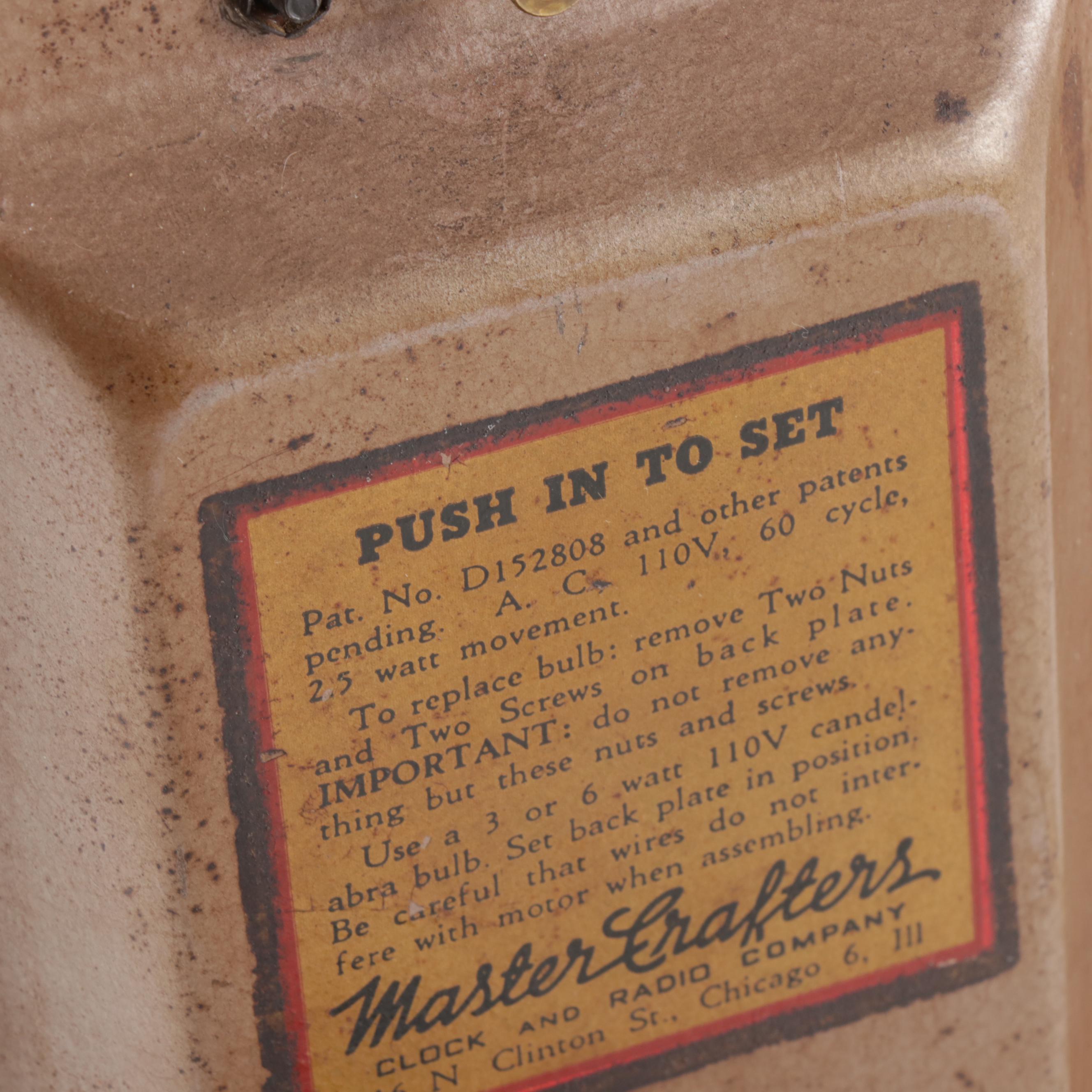 MasterCrafters "Swingtime" 1950's Illuminated Swing Mantel Clock