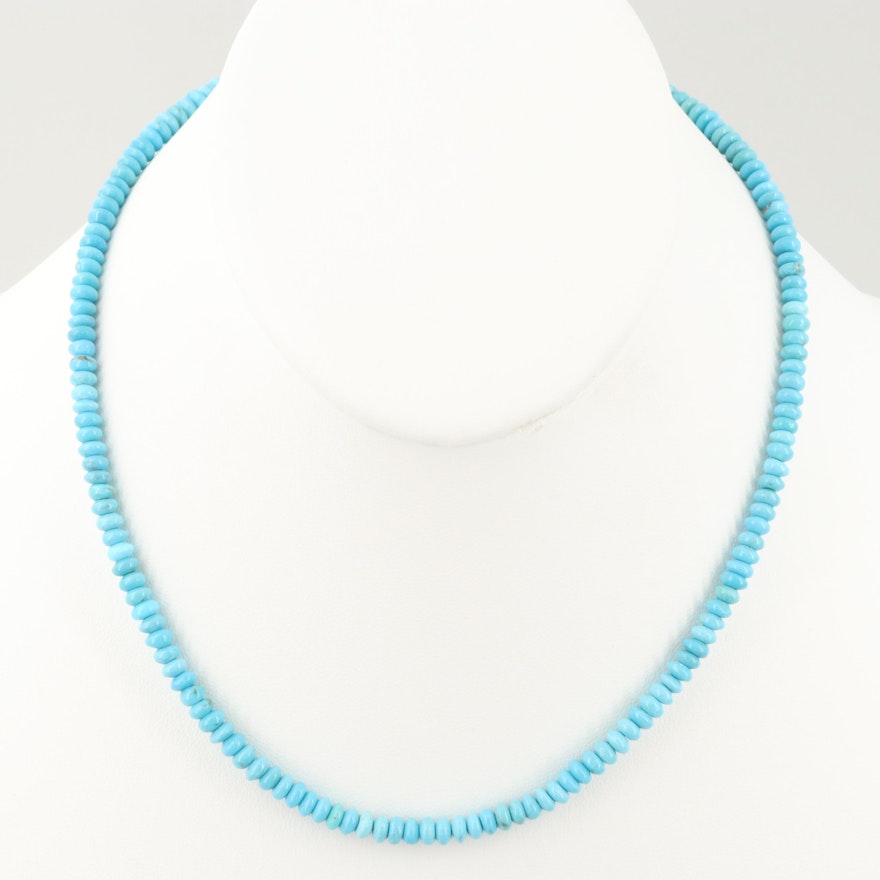 14K Yellow Gold Turquoise Beaded Necklace
