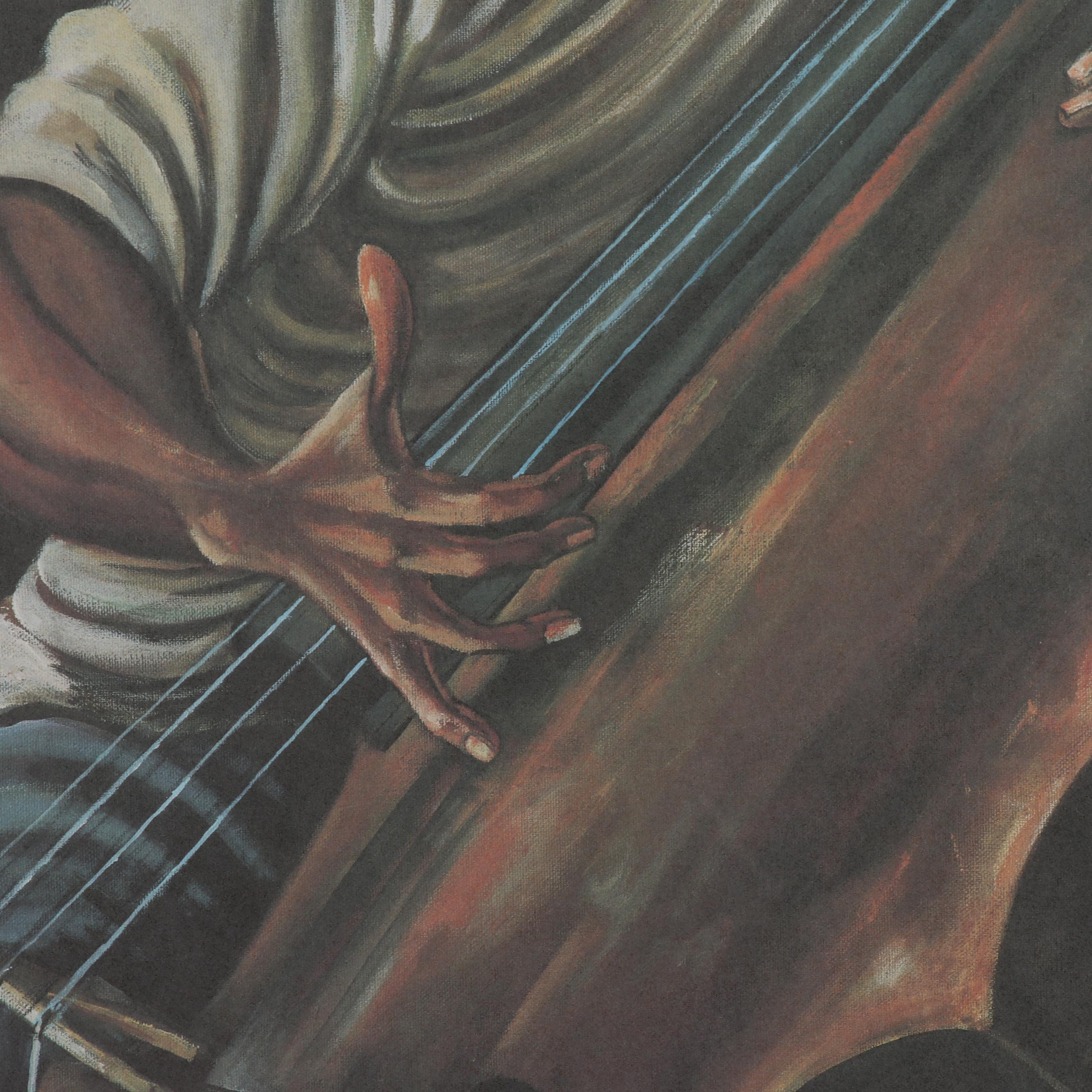Ernie Barnes Offset Lithograph "The Bassist"