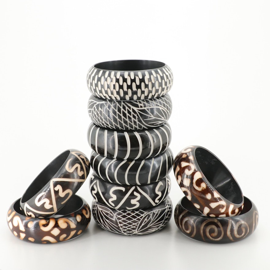Ten Resin Bangle Bracelets