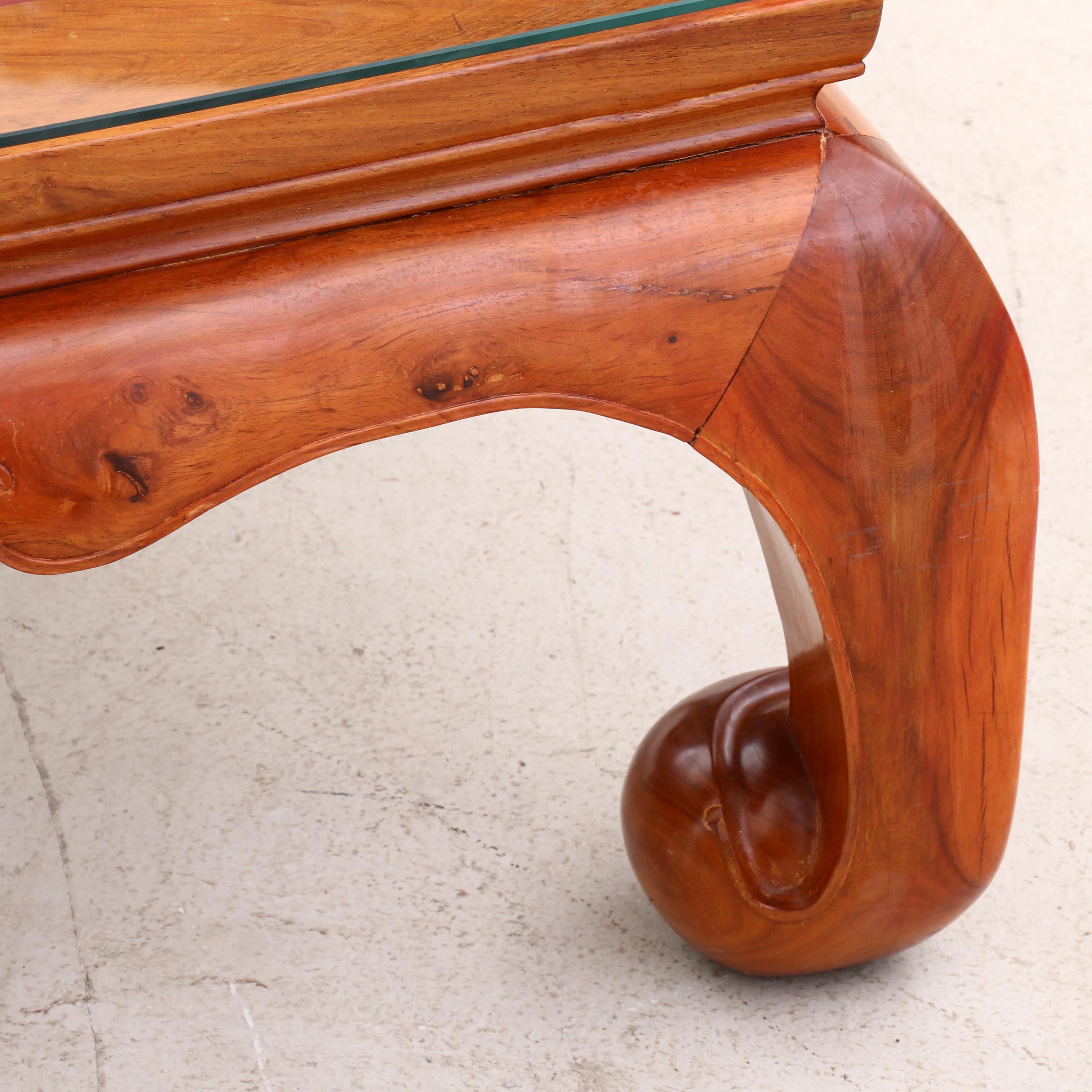 Large Custom Chinese Rosewood Coffee Table With Fretwork Panel, Mid-20th Century