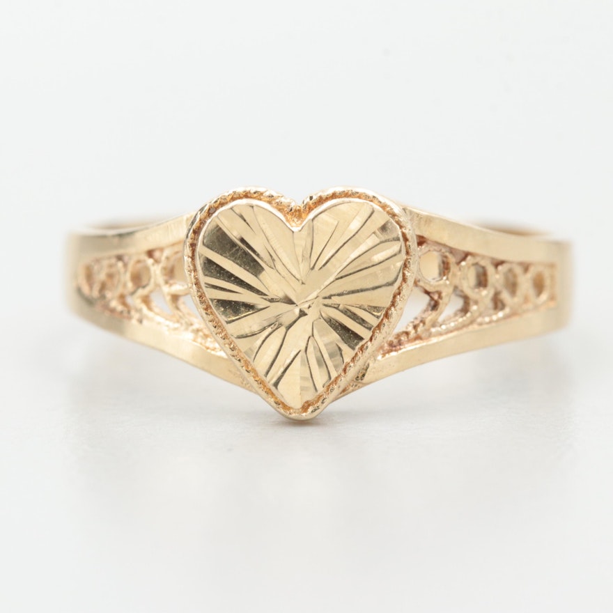 14K Yellow Gold Heart Ring