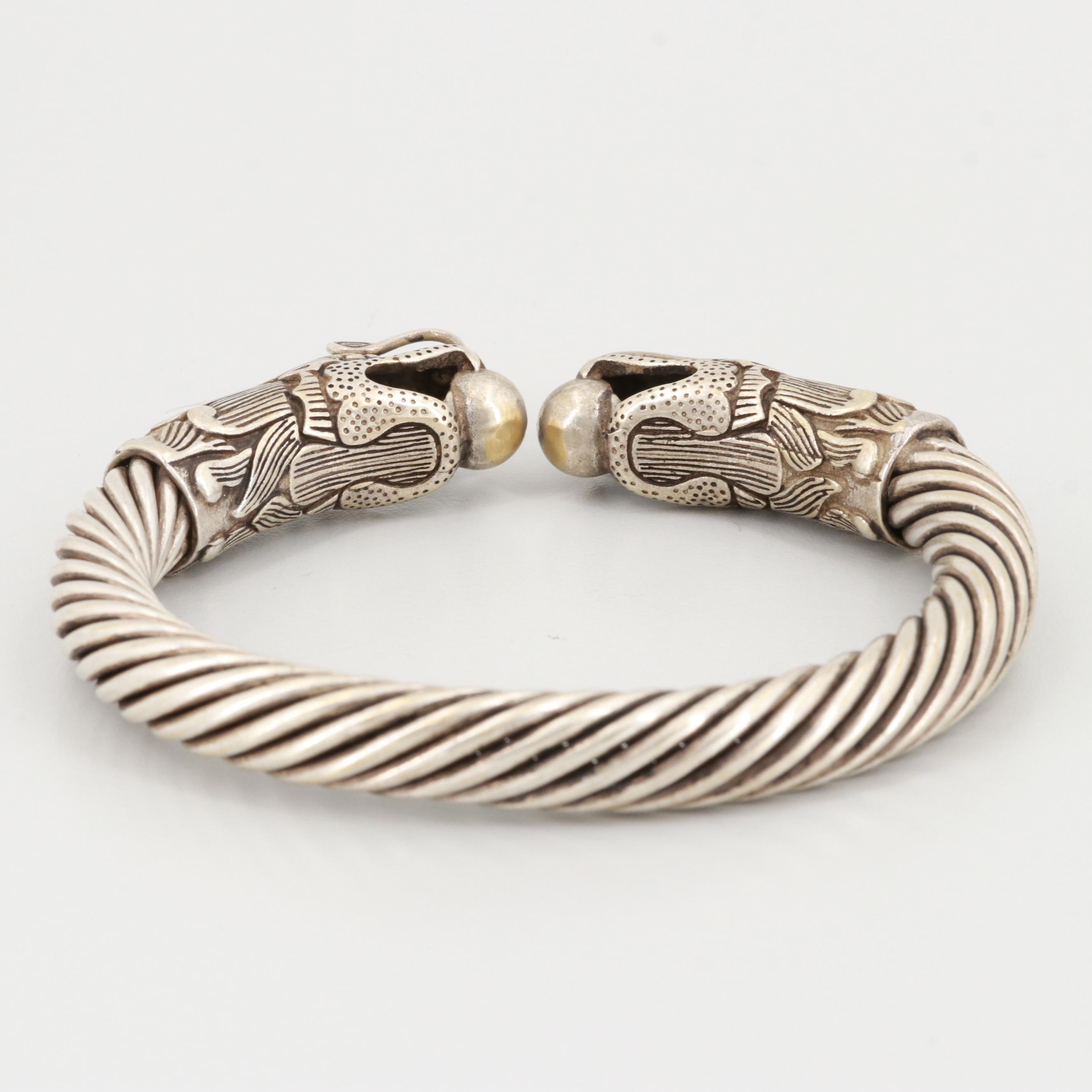 Tibetan Silver Tone Double Head Dragon Bracelet