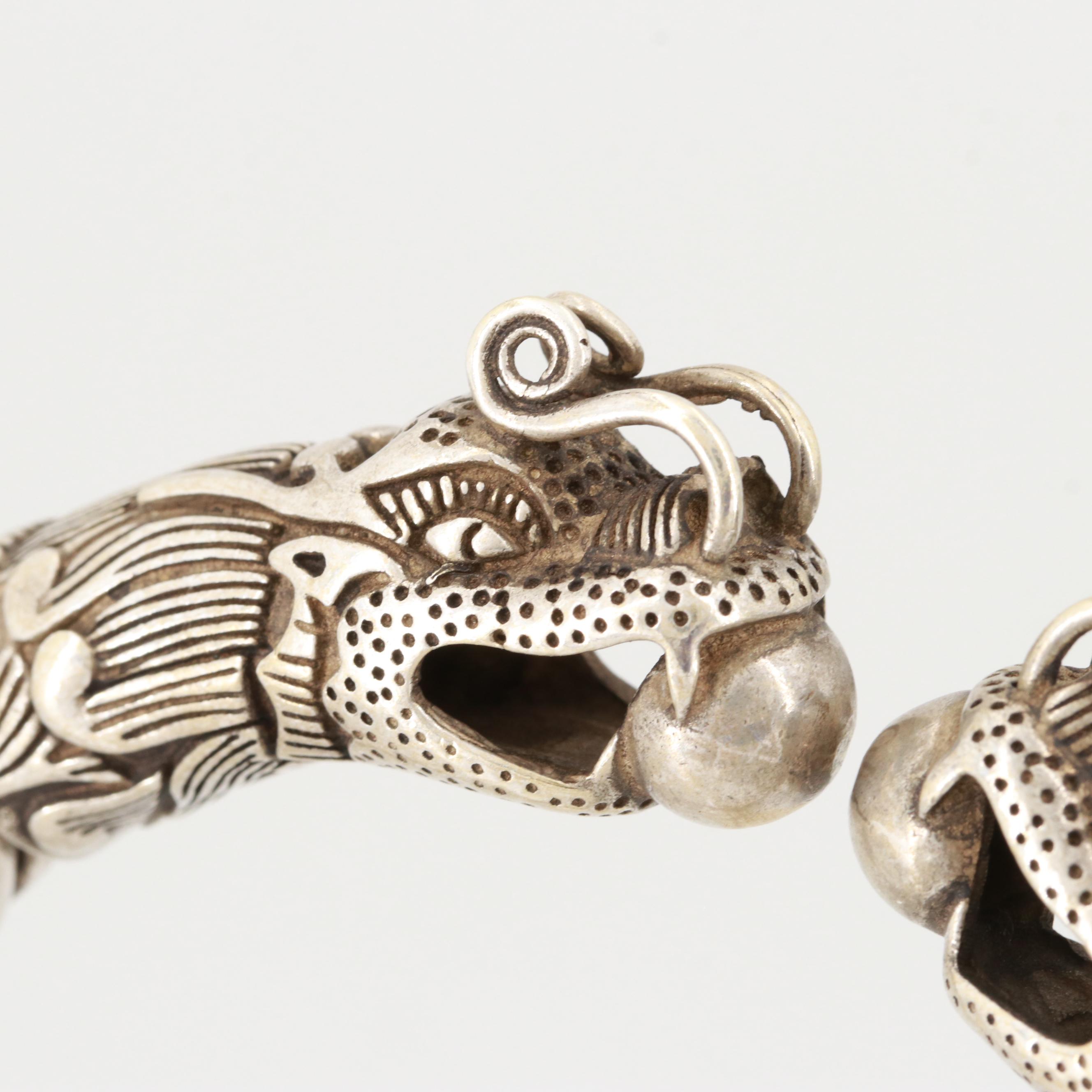 Tibetan Silver Tone Double Head Dragon Bracelet