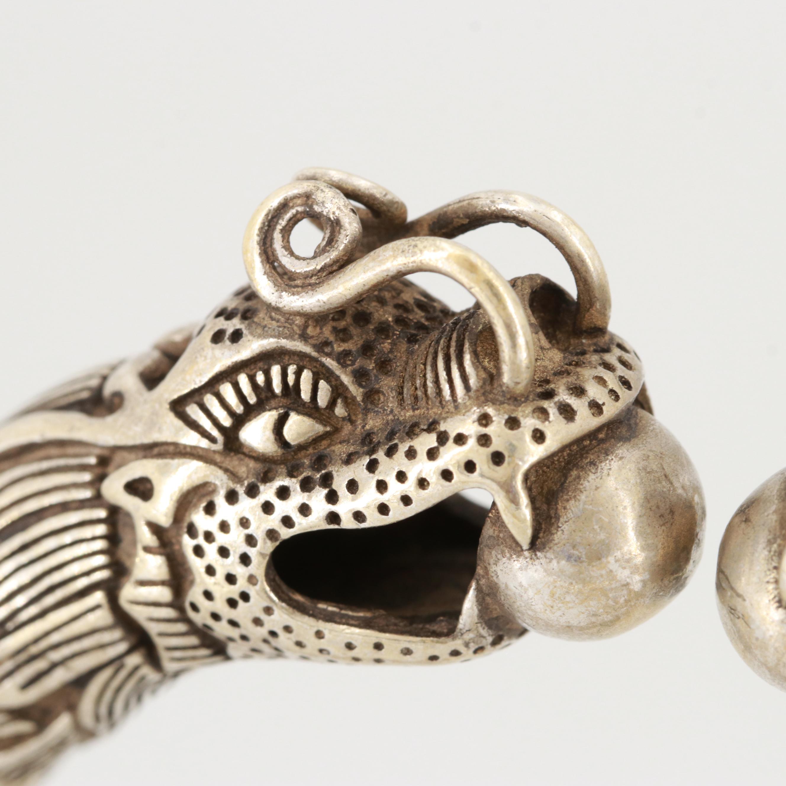 Tibetan Silver Tone Double Head Dragon Bracelet