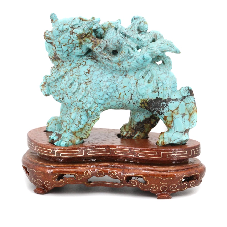 Chinese Dyed Howlite Carving of a Guardian Lion, 20th Century