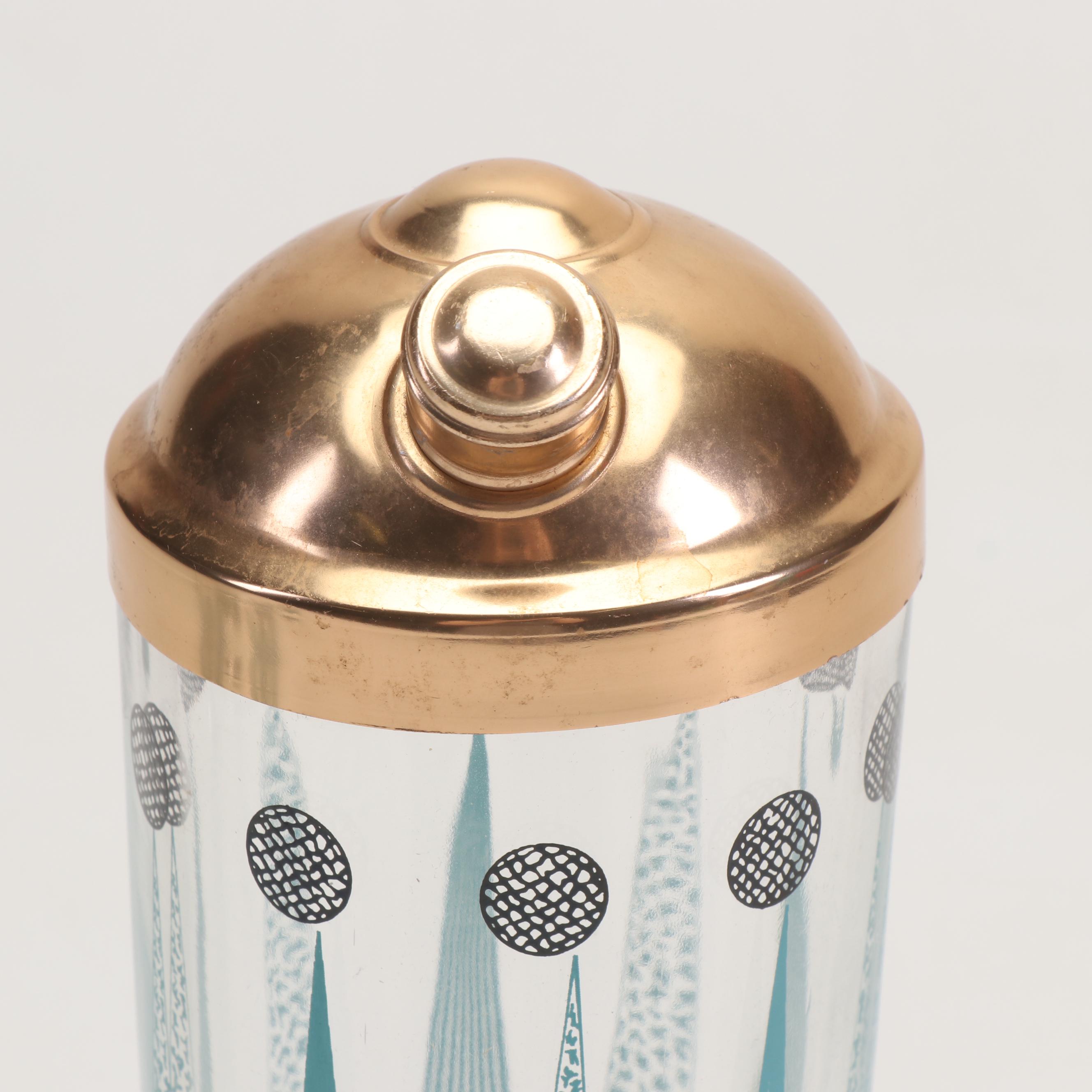 Mid Century Modern Cocktail Shaker and Old Fashioned Glasses