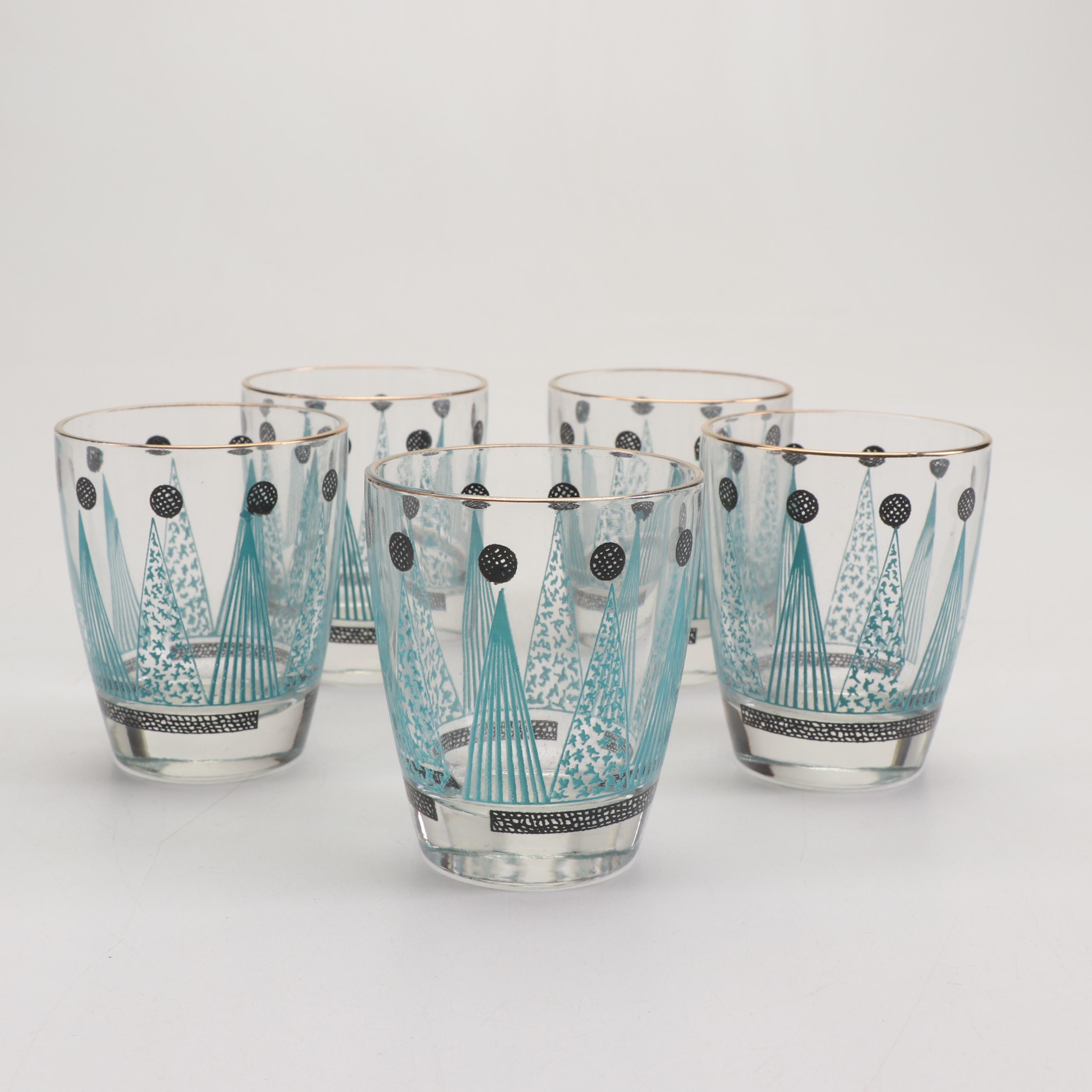 Mid Century Modern Cocktail Shaker and Old Fashioned Glasses