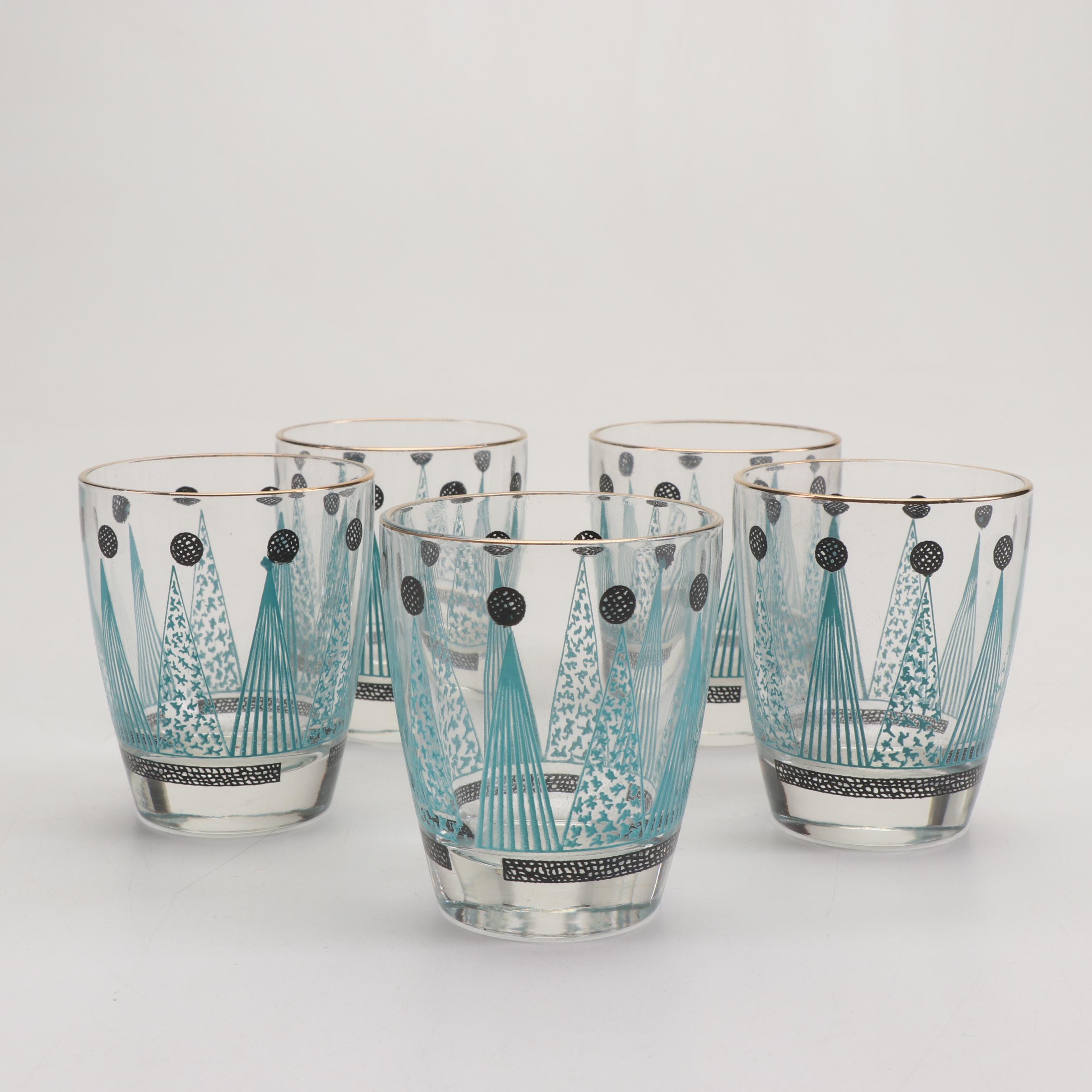 Mid Century Modern Cocktail Shaker and Old Fashioned Glasses