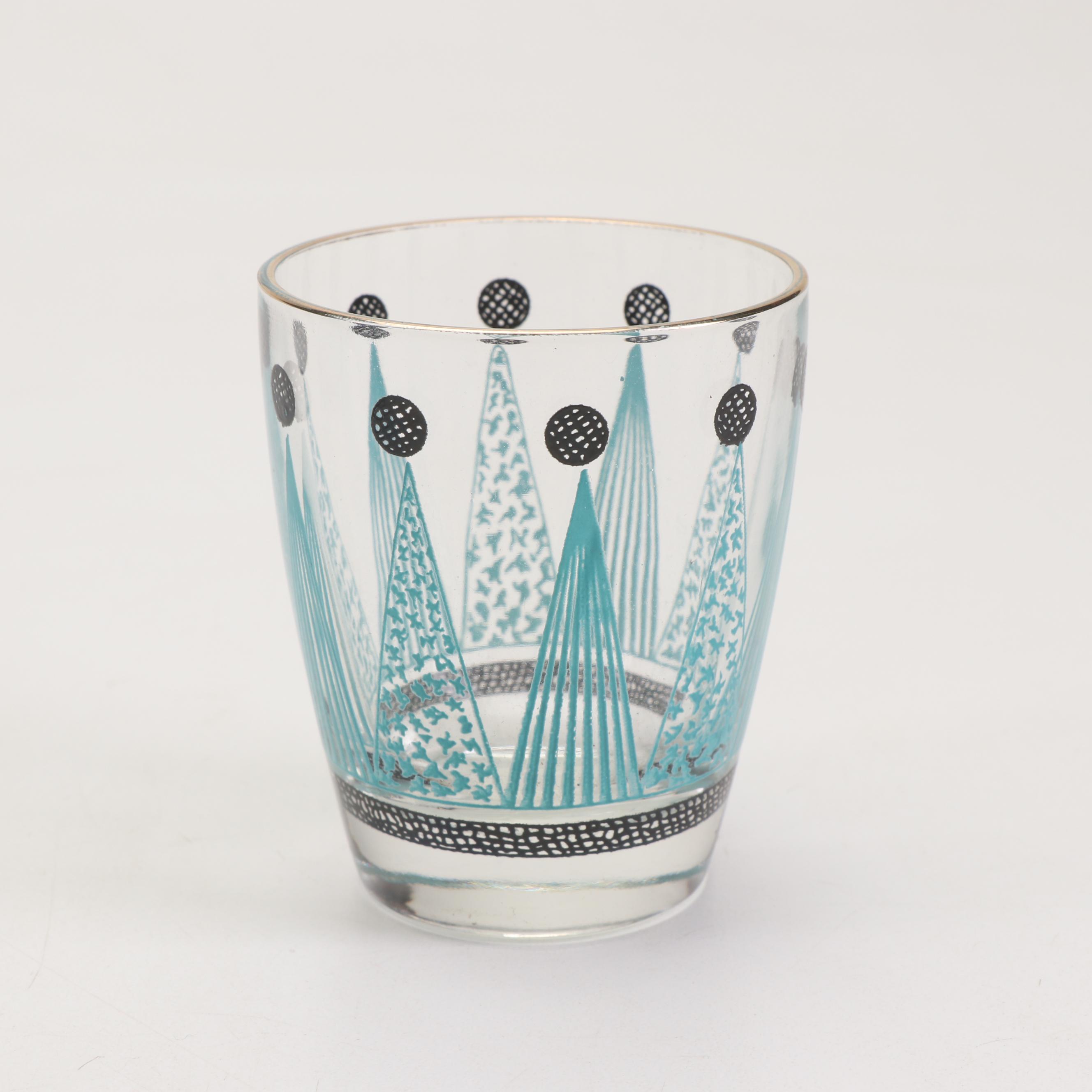 Mid Century Modern Cocktail Shaker and Old Fashioned Glasses
