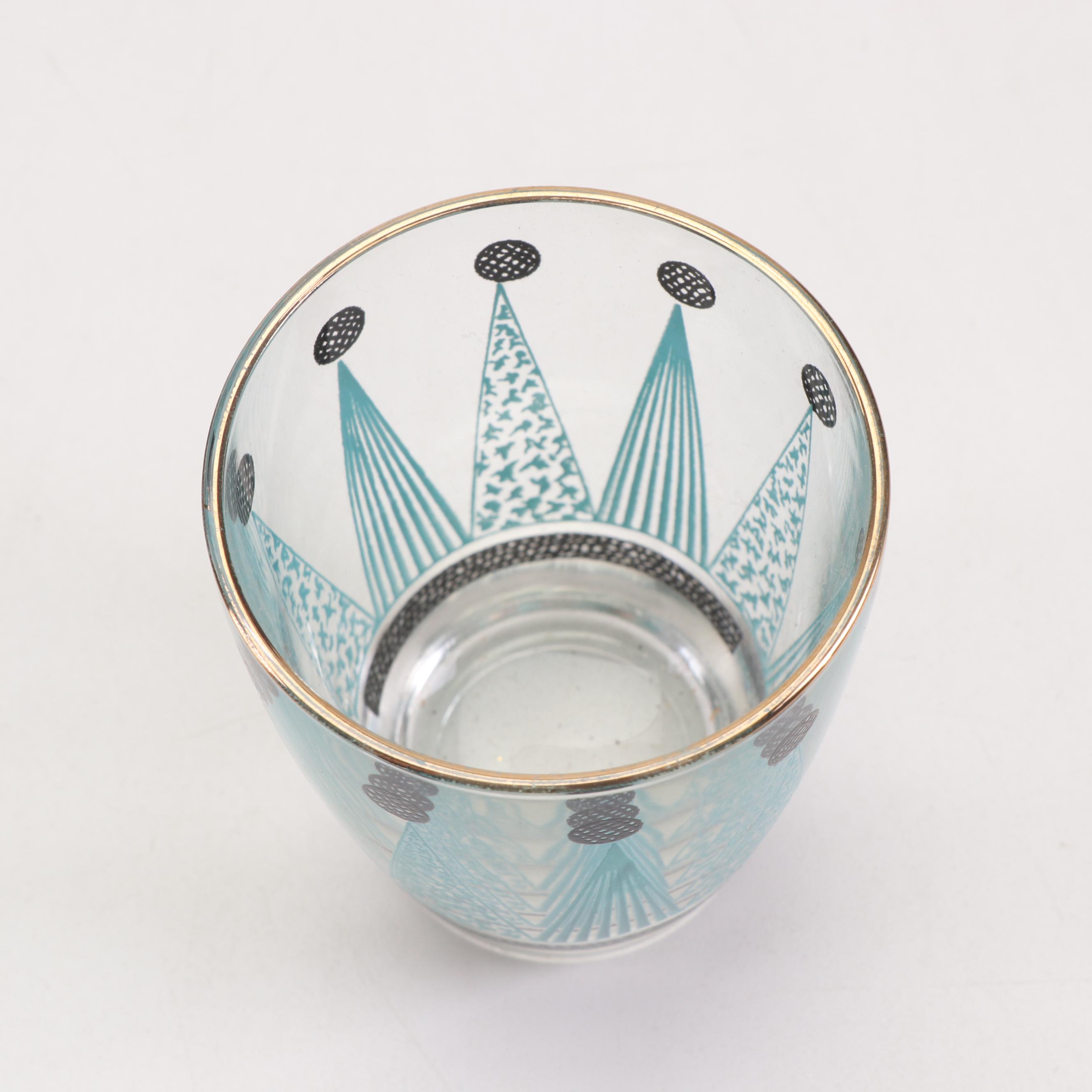 Mid Century Modern Cocktail Shaker and Old Fashioned Glasses