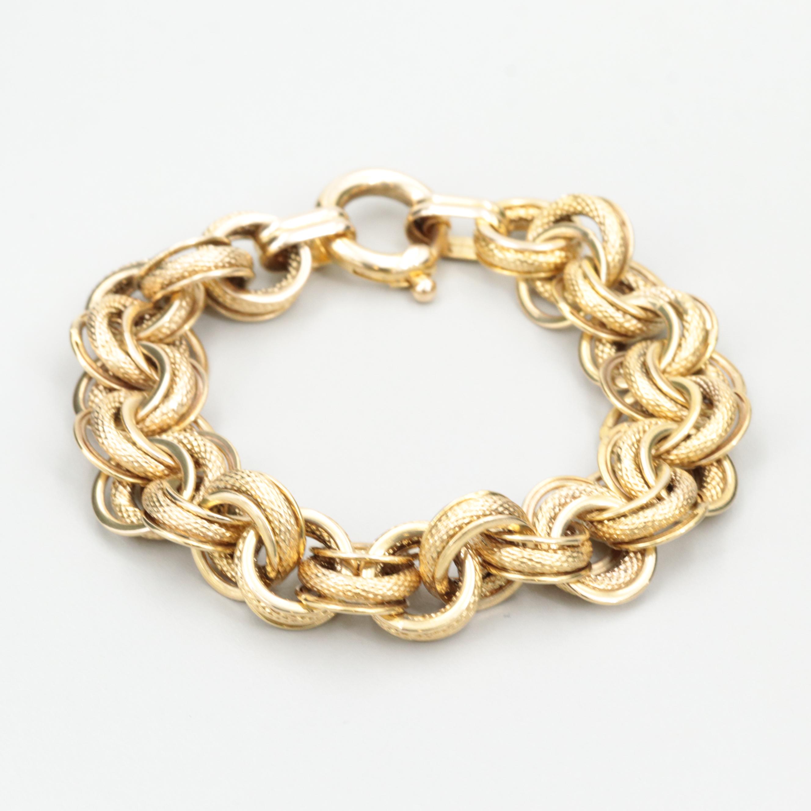 14K Yellow Gold Cable Chain Bracelet
