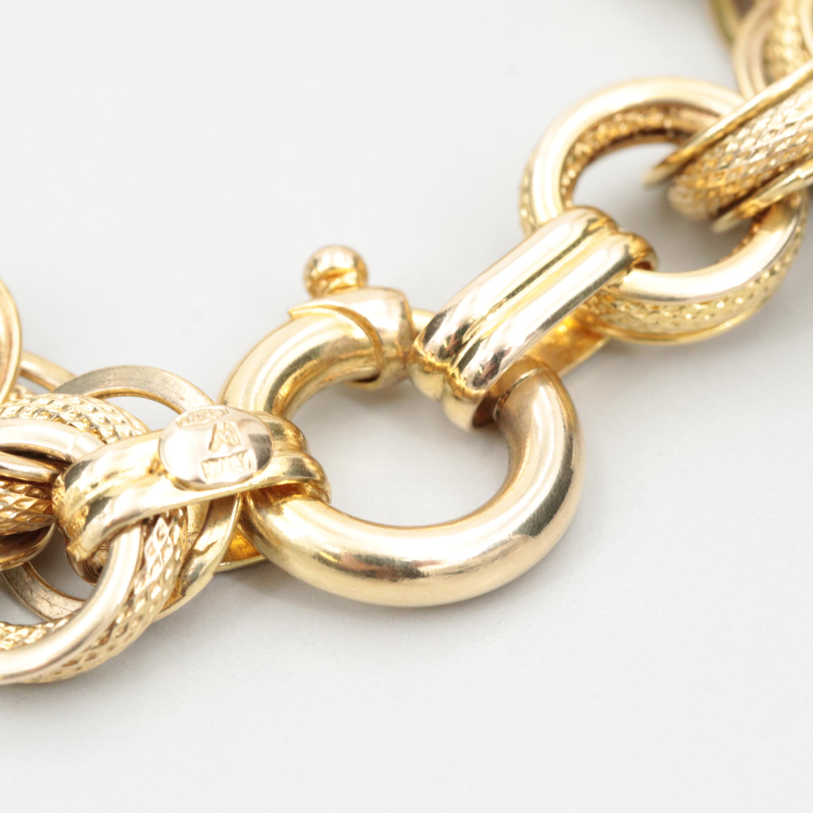 14K Yellow Gold Cable Chain Bracelet