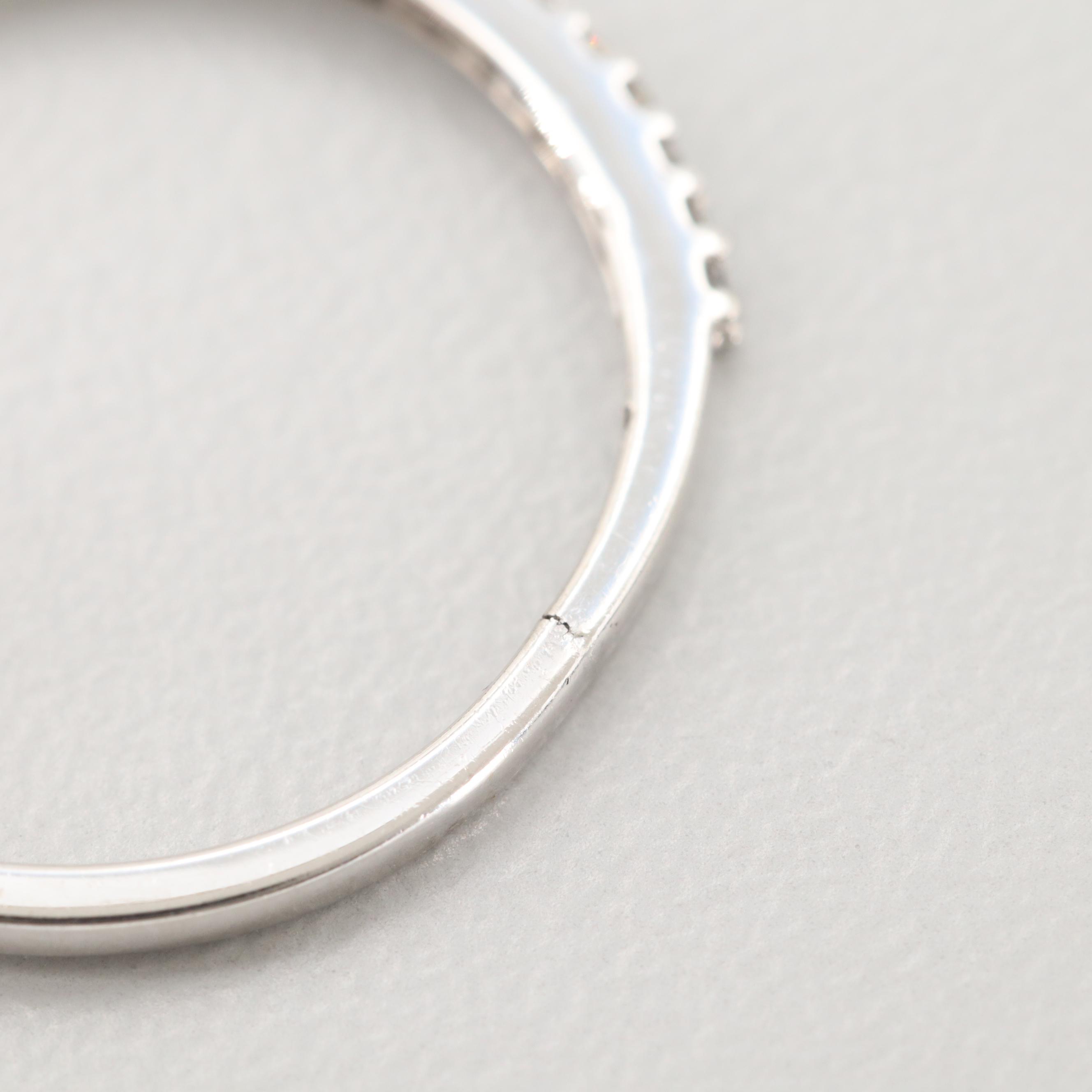 10K White Gold Diamond Heart Dangle Hoop Earrings