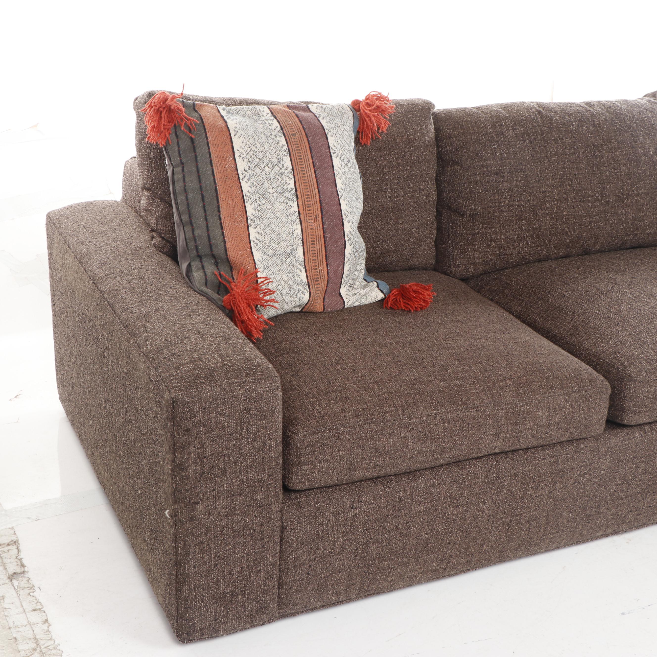 Room & Board Contemporary Modern Charcoal Gray Upholstered Sectional Sofa