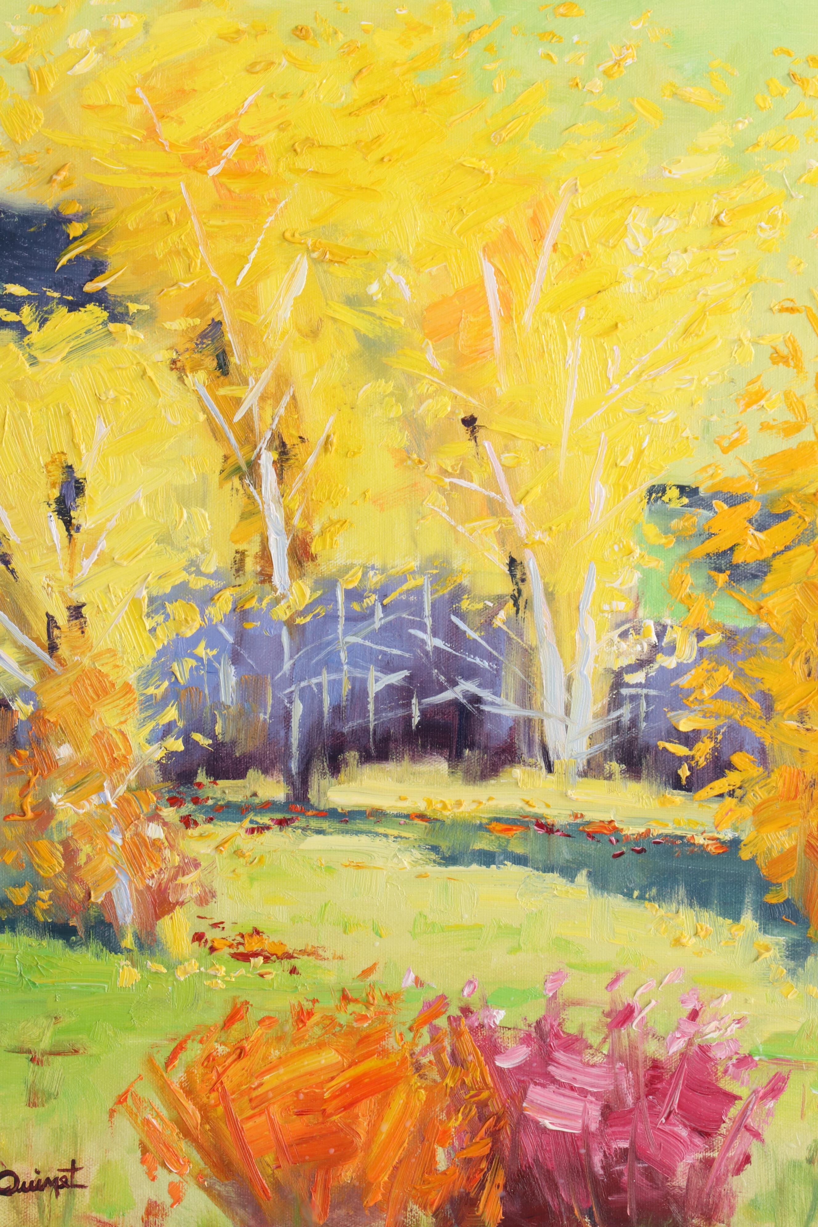 Terry Ouimet Impressionist Style Oil Painting "Golden Grove"