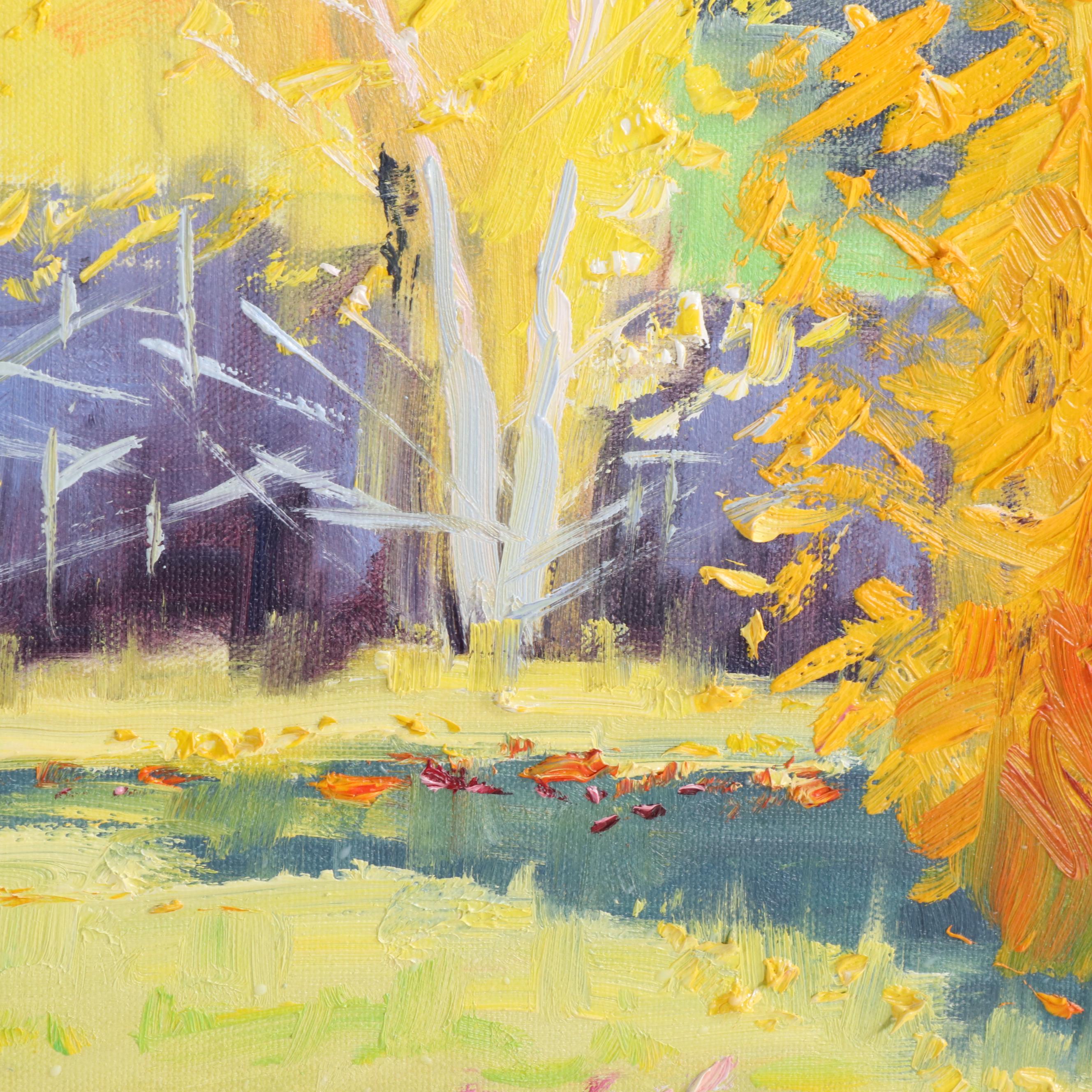 Terry Ouimet Impressionist Style Oil Painting "Golden Grove"