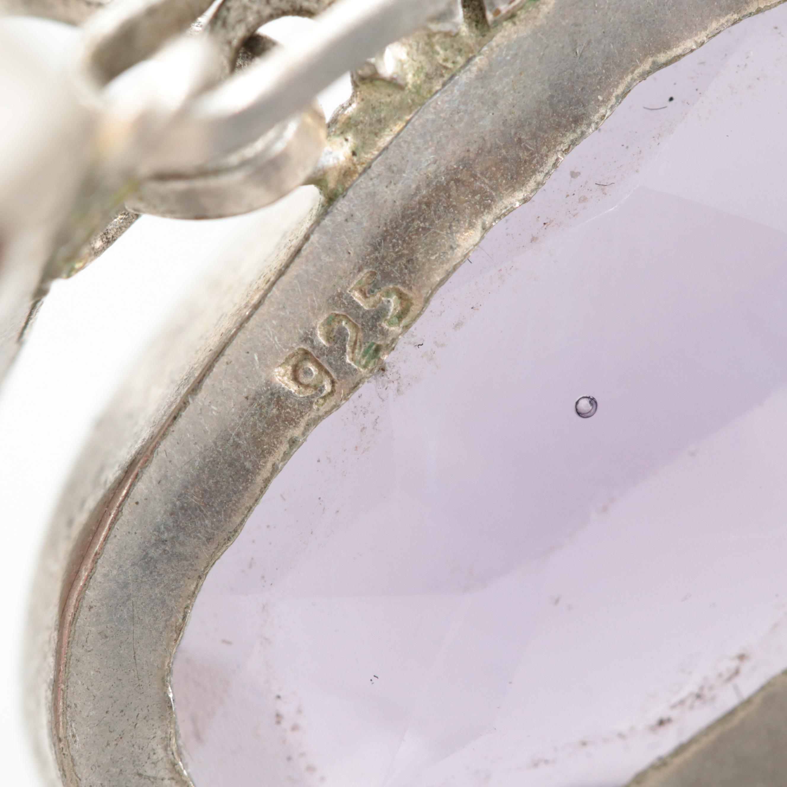 Sterling Silver Agate and Imitation Amethyst Bracelet