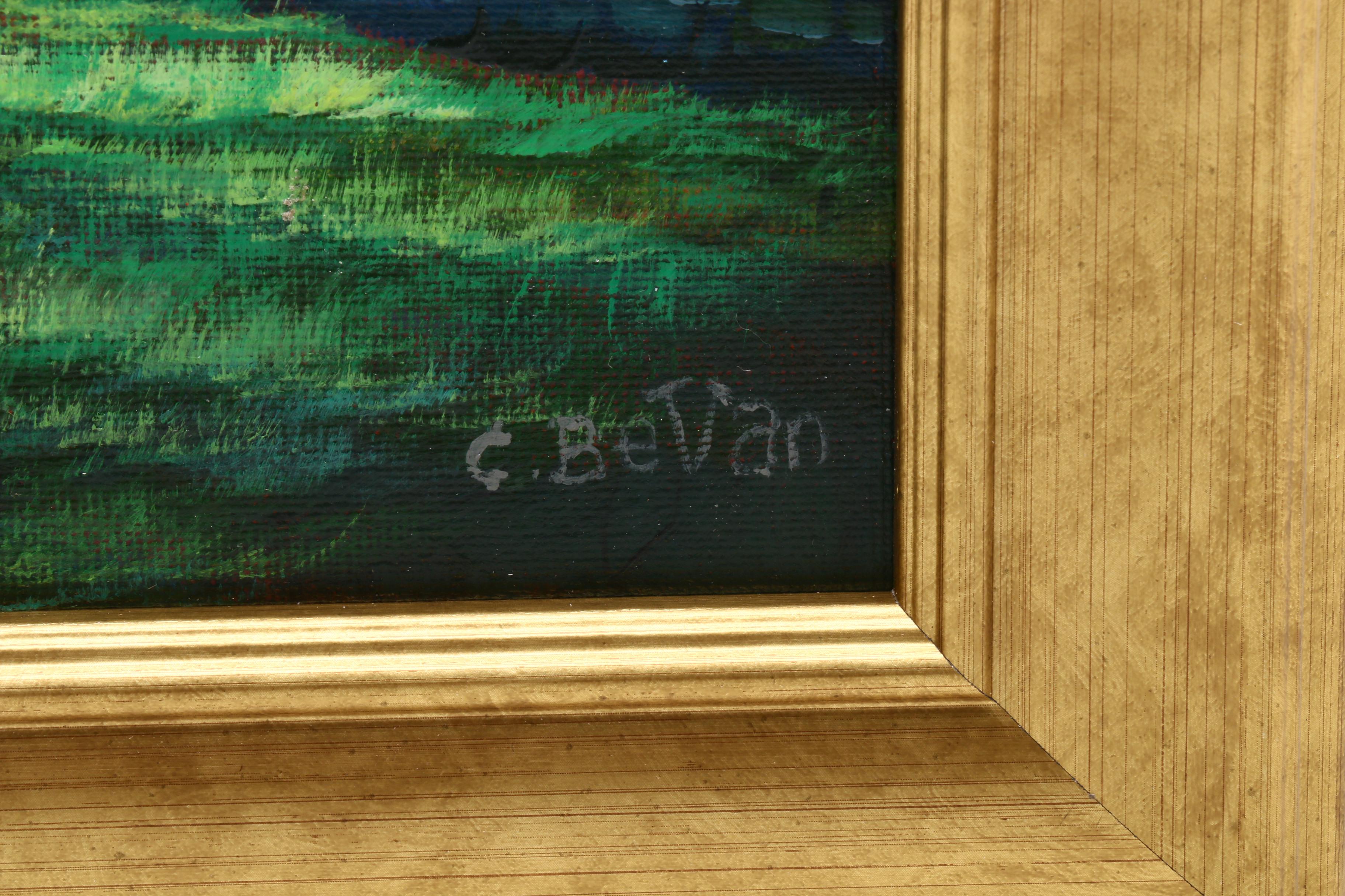 Carl Bevan Acrylic Landscape Painting "Park Farm Campsite, Crickhowell, Powys.."