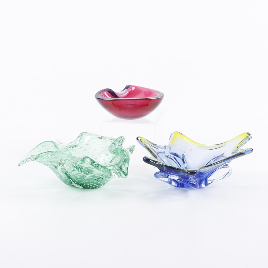 Murano Style Art Glass Dishes