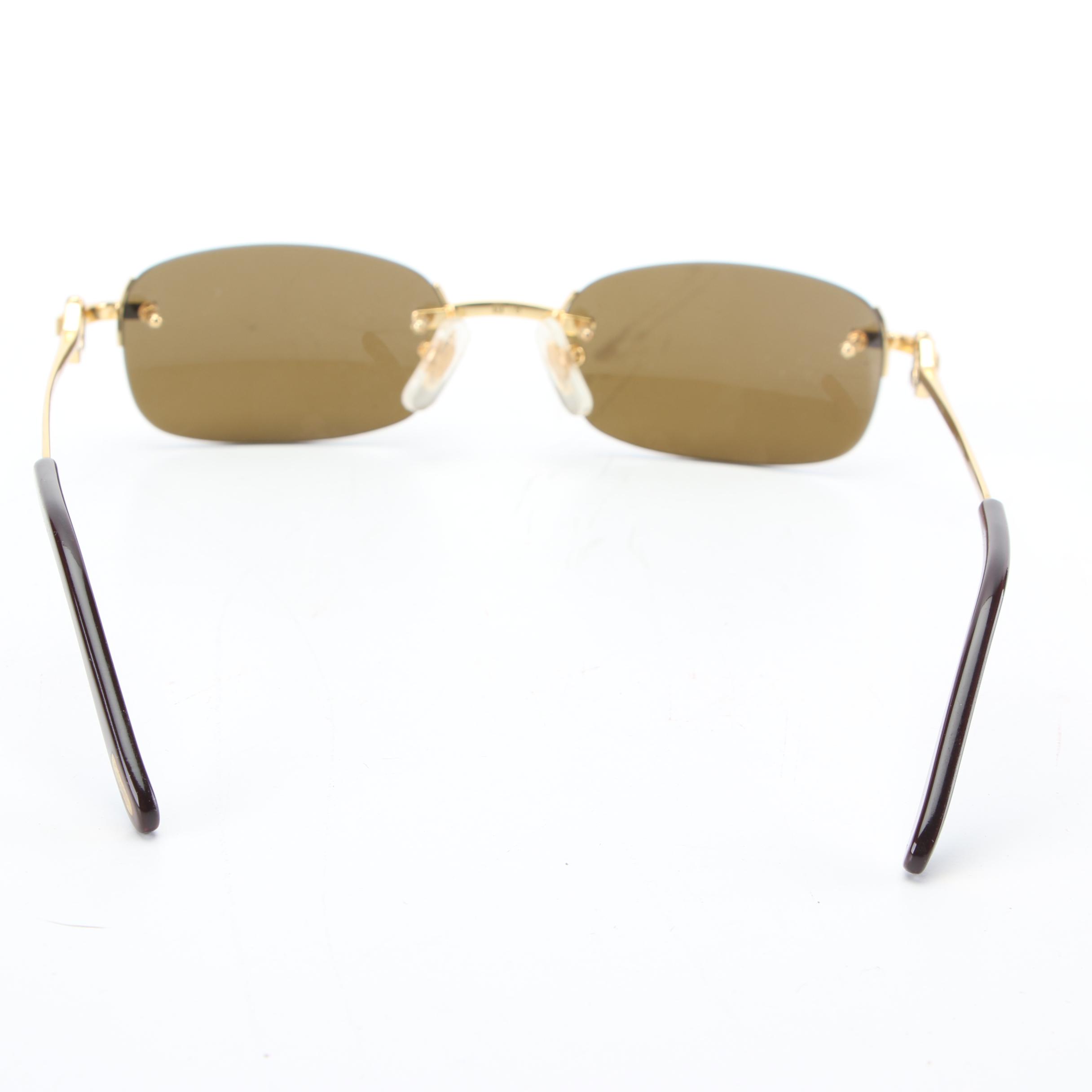 Cartier Paris Rimless Sunglasses with Case, Made in France