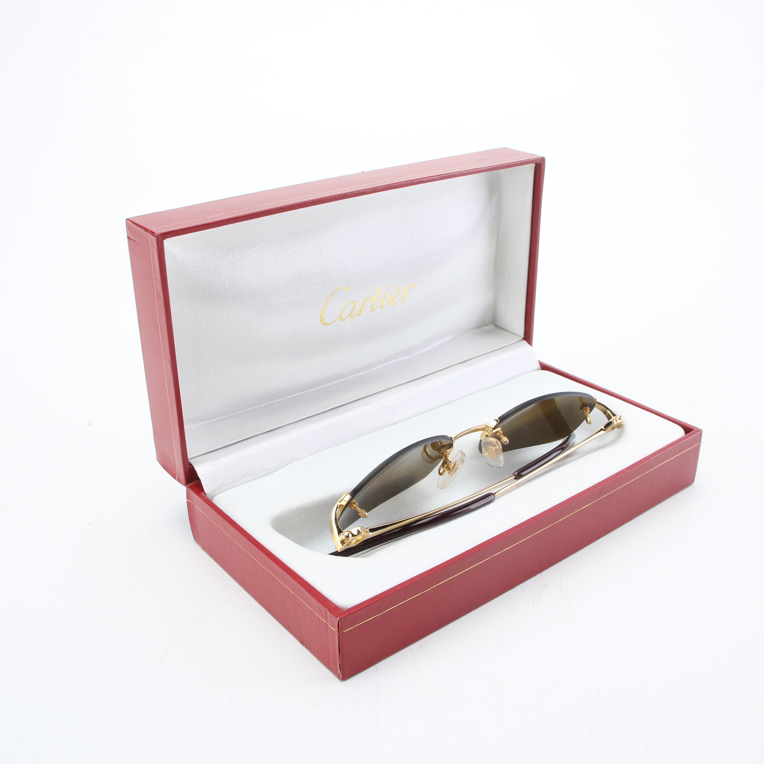Cartier Paris Rimless Sunglasses with Case, Made in France