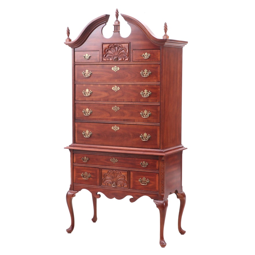 Queen Anne Style Bassett Mahogany Chest on Chest